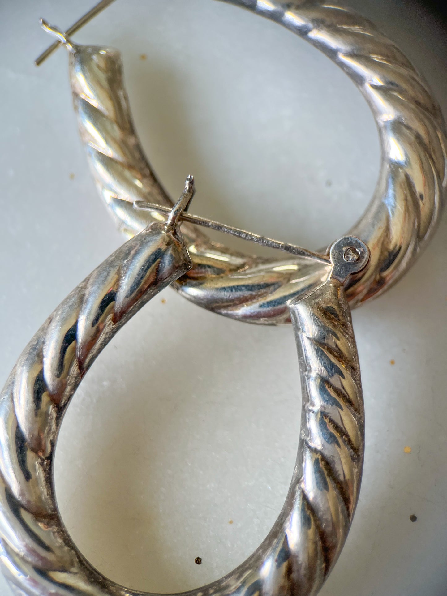 Vintage Sterling Silver Large Hoops, Circa 1970s