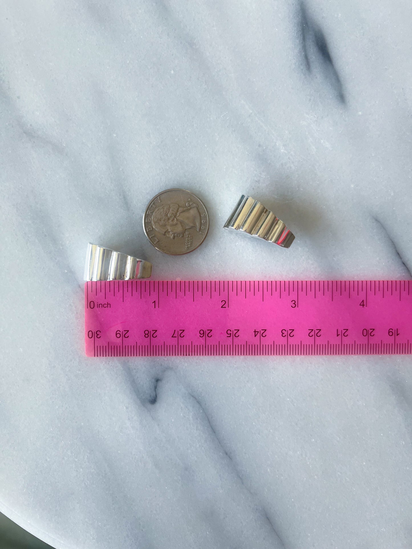Vintage Sterling Silver Large Stud Earrings, circa 1970s