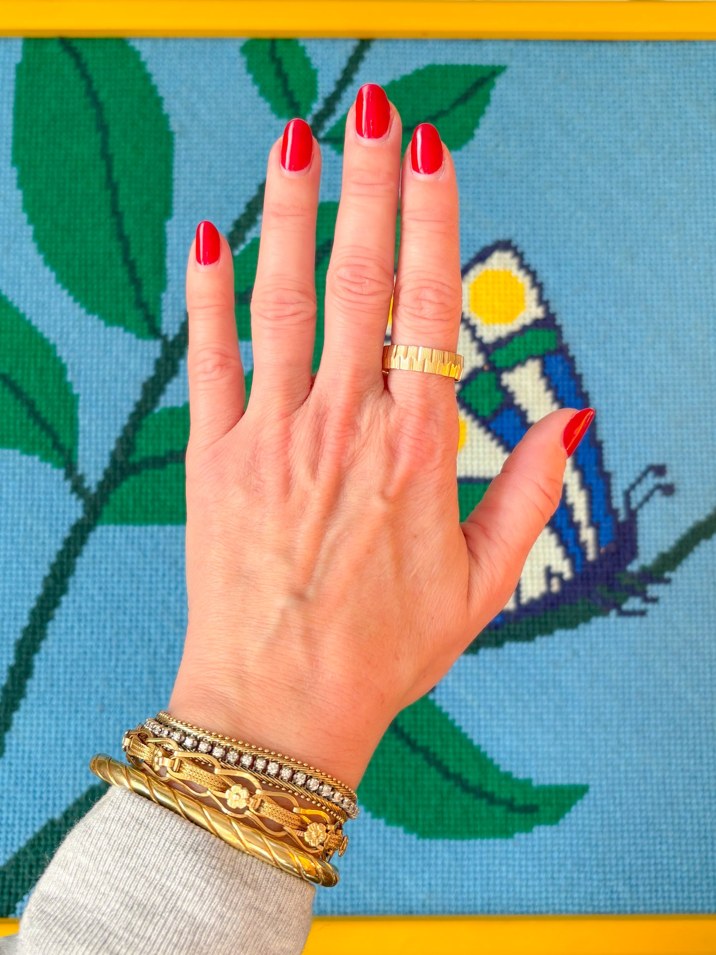 Vintage Men's Etched 14k Yellow Gold Band Ring