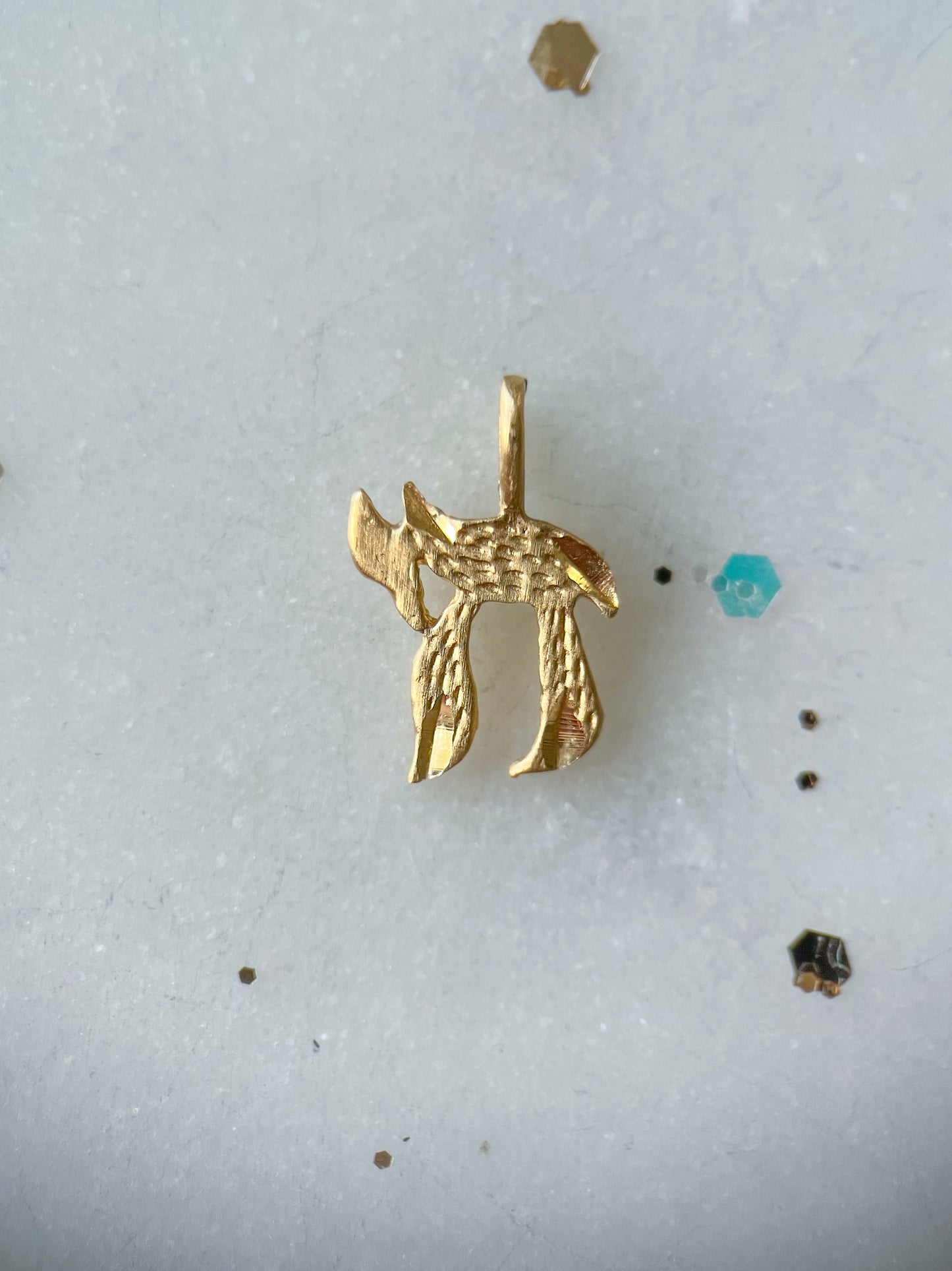 Vintage Small Filigree Hamsa 14k Yellow Gold Charm