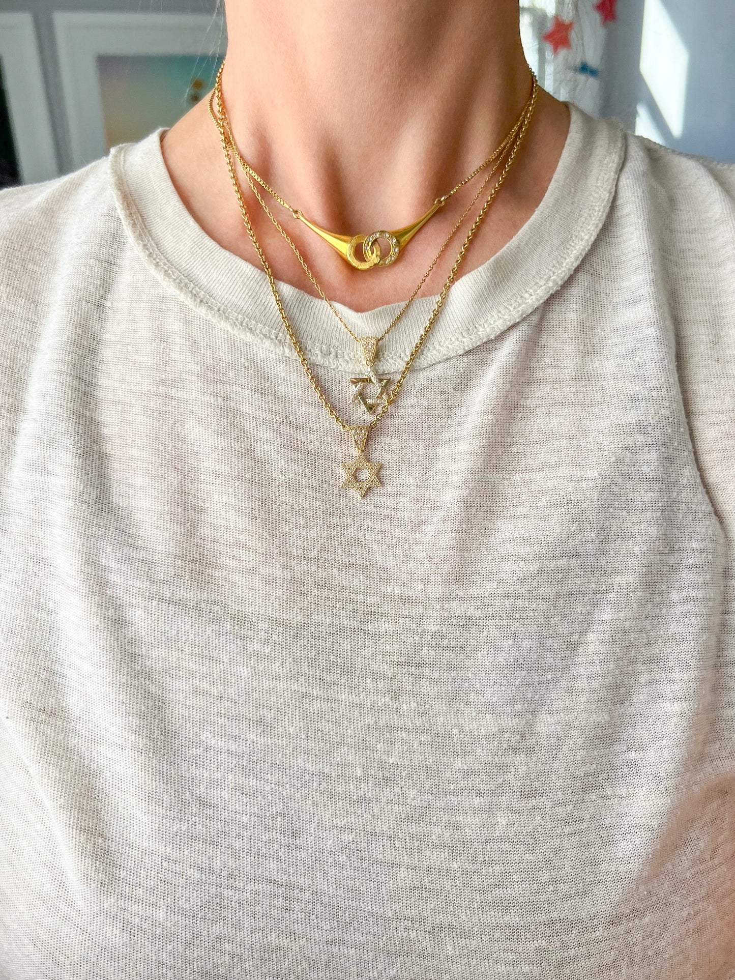 Various 10k Yellow Gold and CZ Star of David Charms