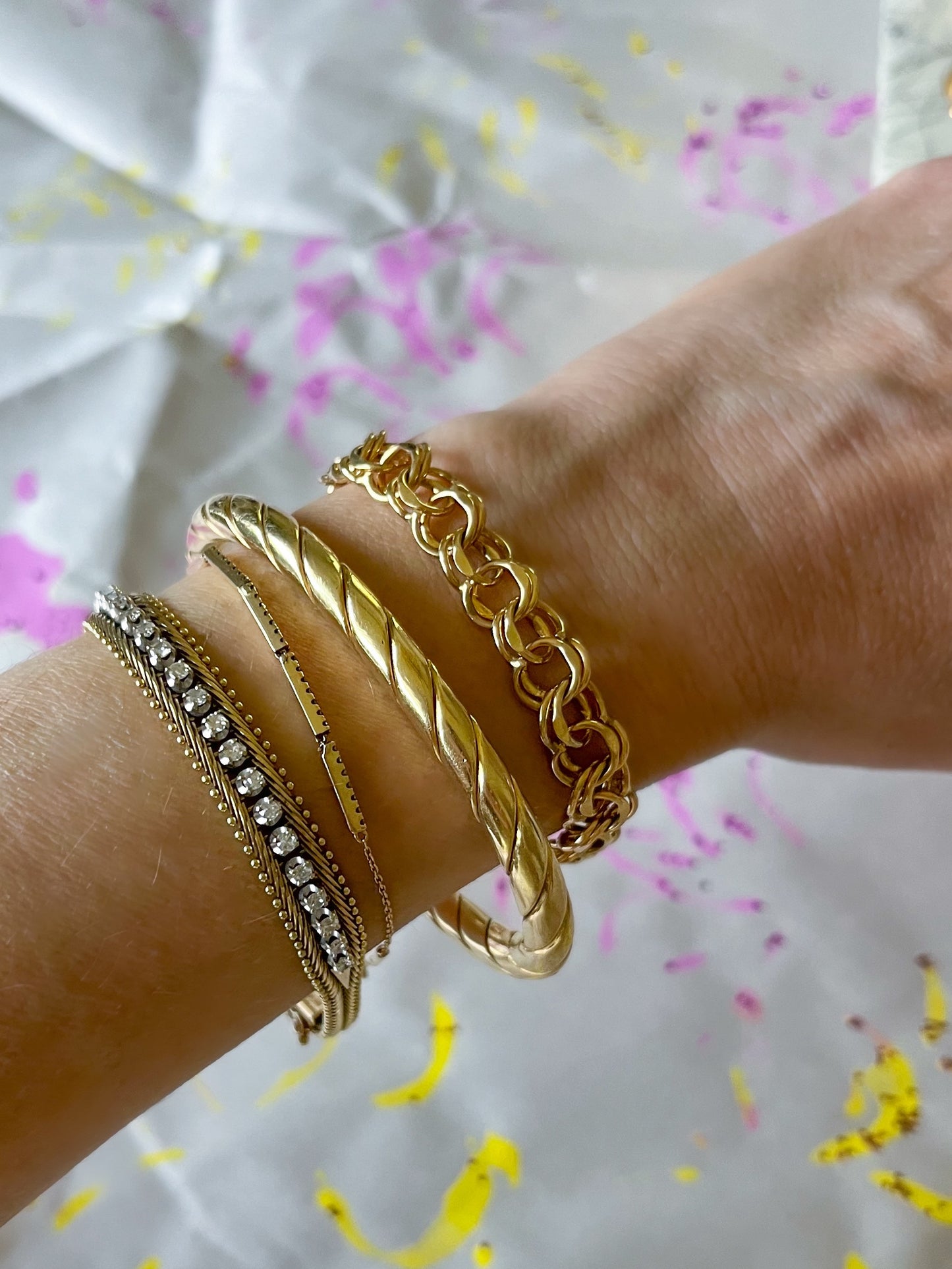 Vintage Round Multi Link 14k Yellow Gold 7 Inch Bracelet