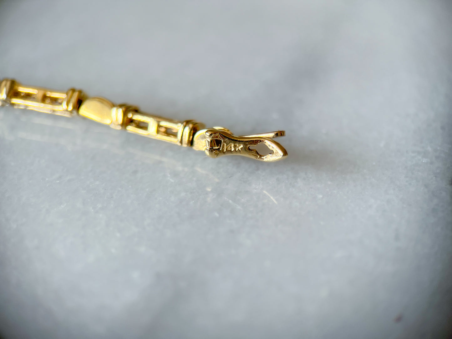 Vintage Natural Diamond 14k Yellow Gold 8 Inch Bracelet