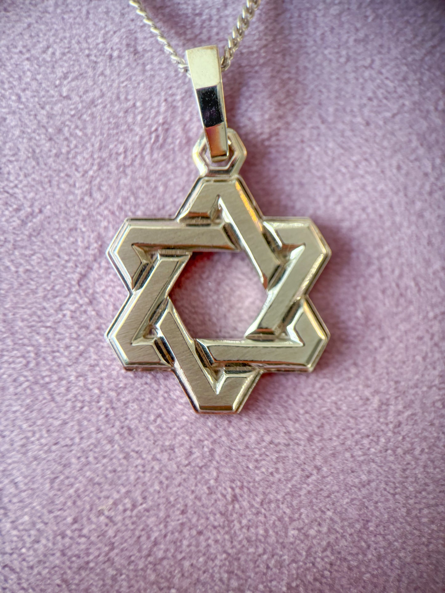 Vintage 14k White Gold Large Star of David Charm
