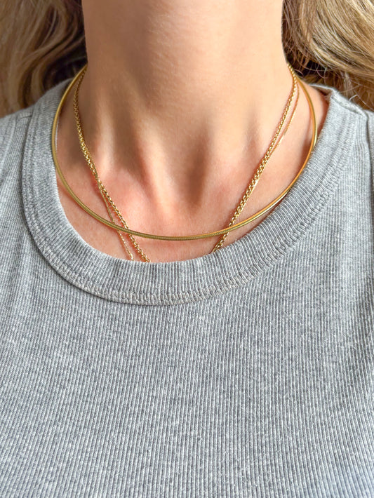 Vintage Thin Omega Slider 10k Yellow Gold Necklace