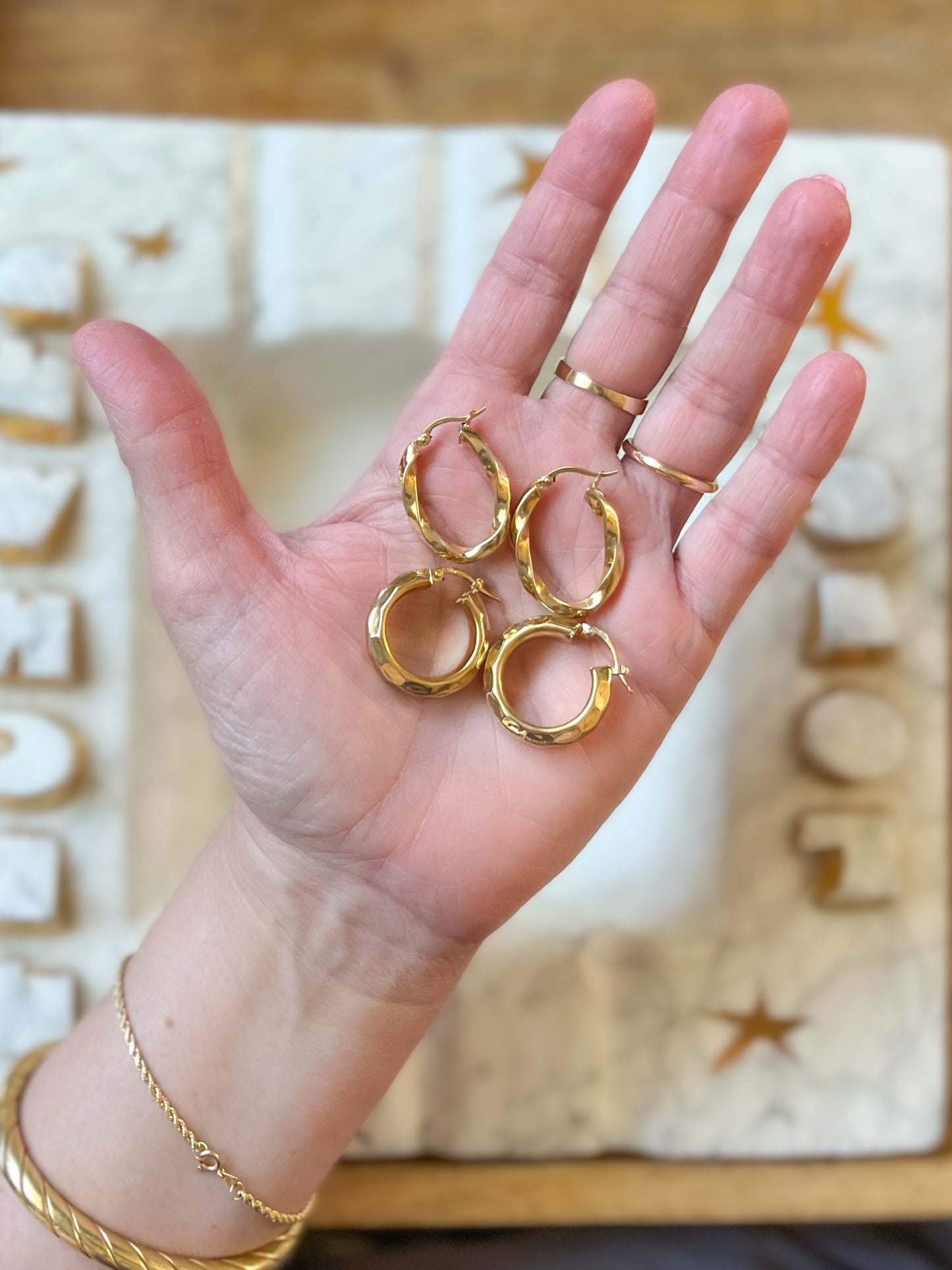 Vintage Chunky 14k Yellow Gold Hoop Earrings