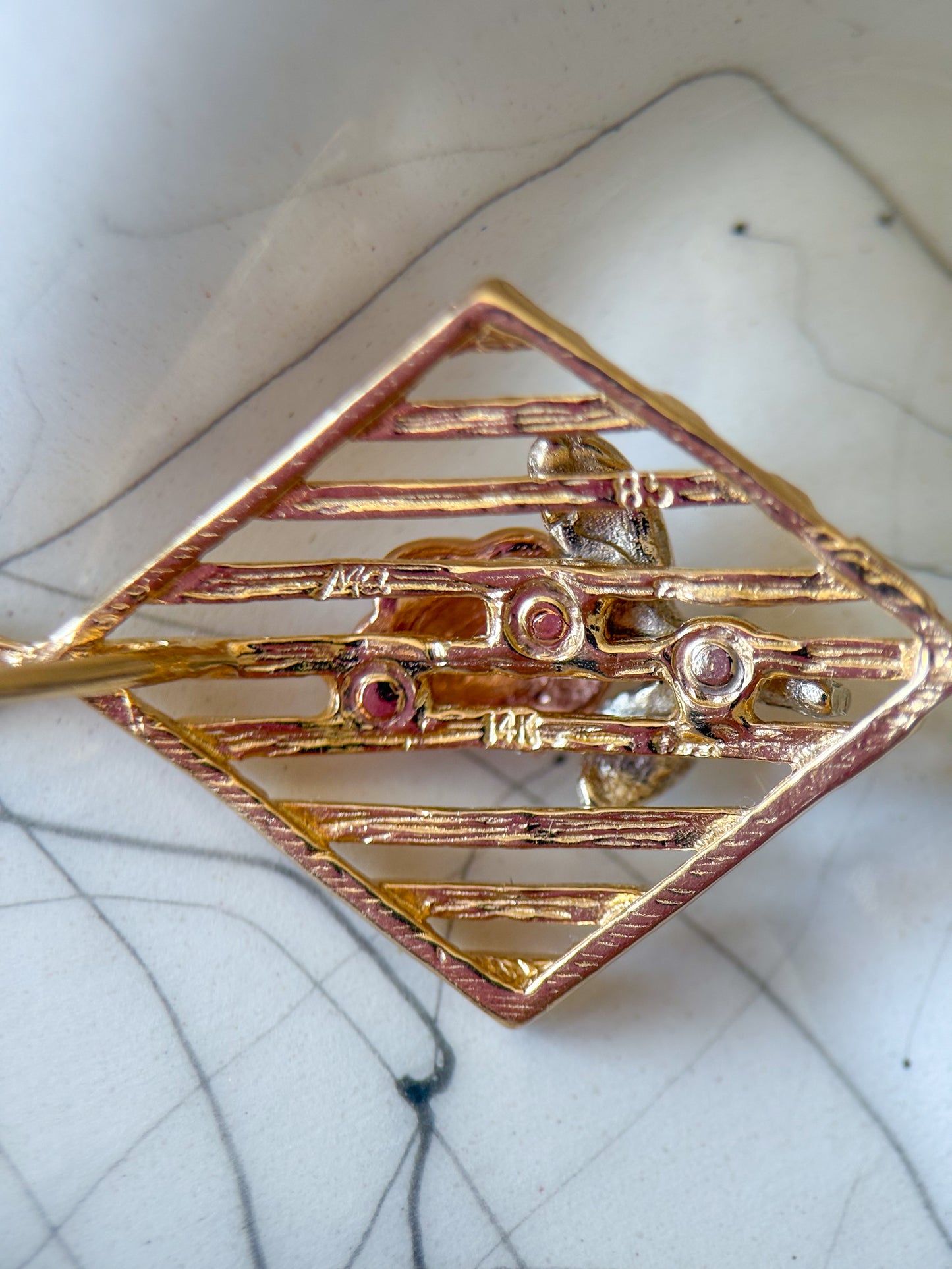 Vintage Rose 14k Yellow, White and Rose Gold Charm