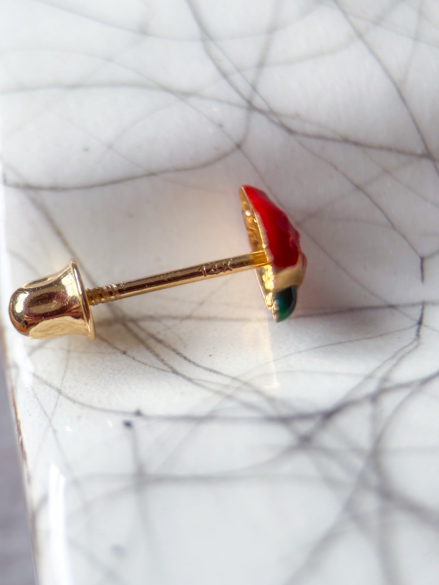Mini 14k Yellow Gold Enamel Strawberry Stud Earrings