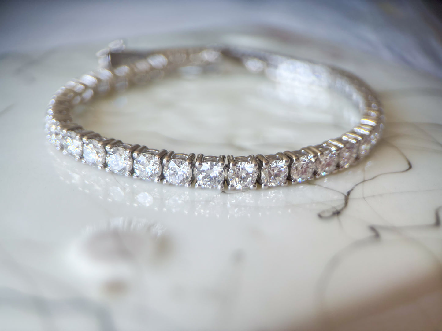 Lab Grown Round Diamond 14k White Gold 8 Carat Tennis Bracelet