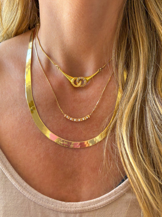 Vintage Omega Slider 14k Yellow Gold 20 Inch Necklace