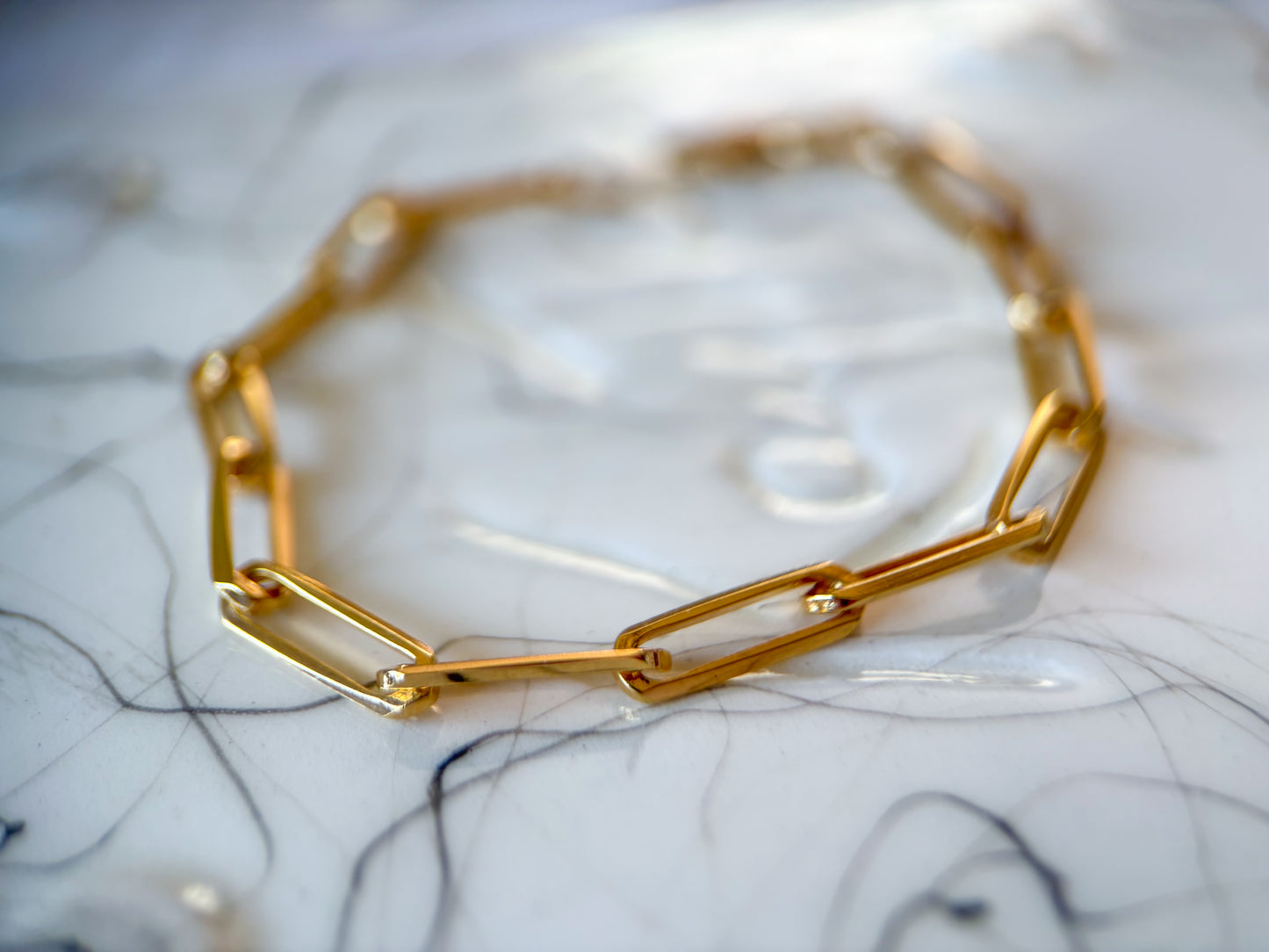 Vintage Paperclip 14k Yellow Gold 6.5 Inch Bracelet