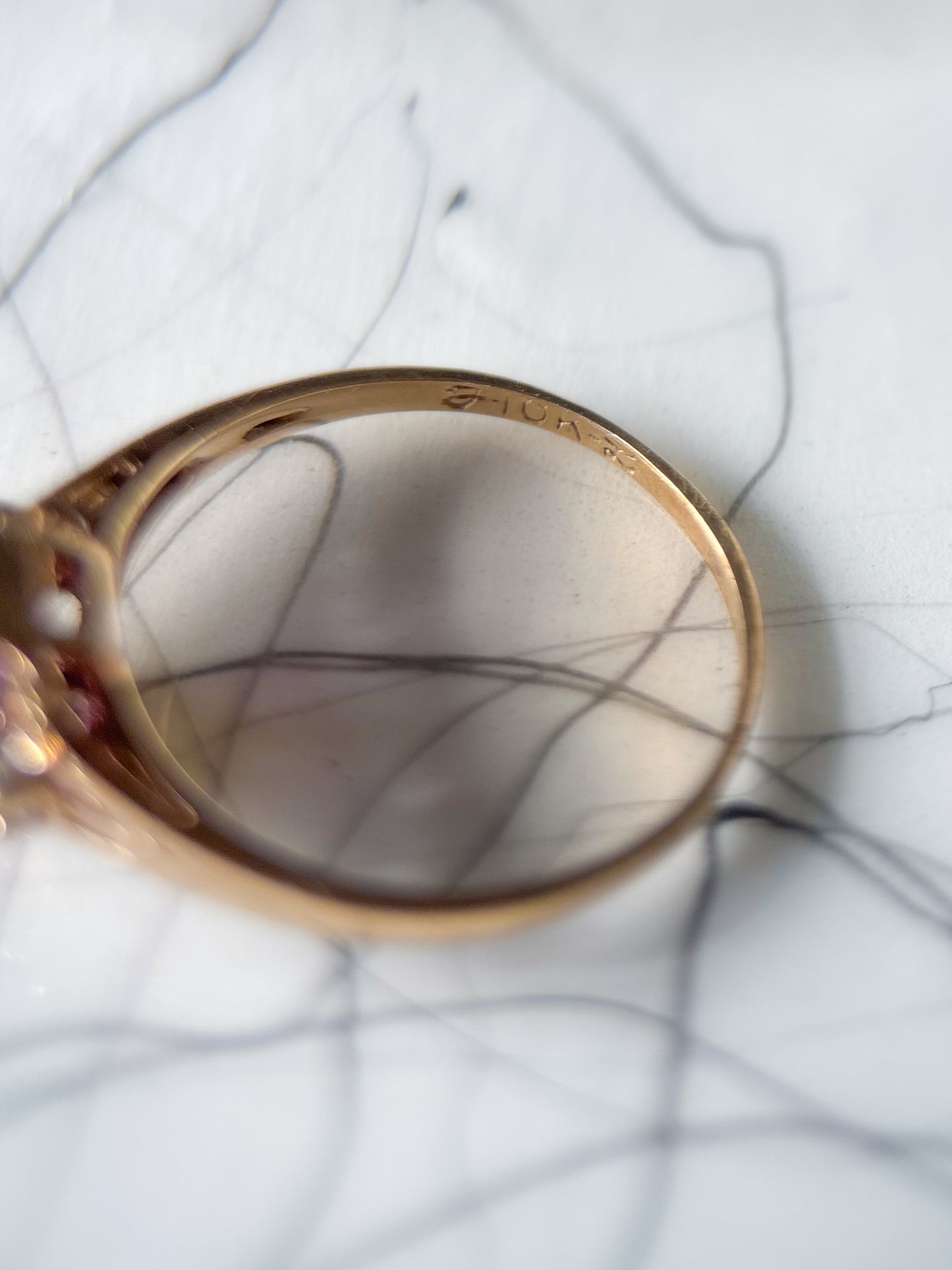 Vintage Amethyst and CZ 10k Yellow Gold Pinky Ring