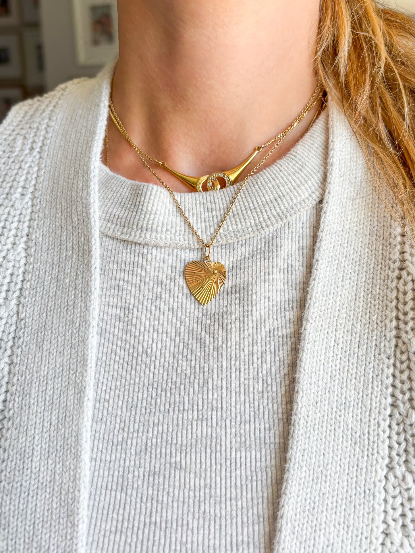 Vintage Engine Turned Heart 14k Yellow Gold Charm, Engraved: "Thou Shall Not Commit Adultery"