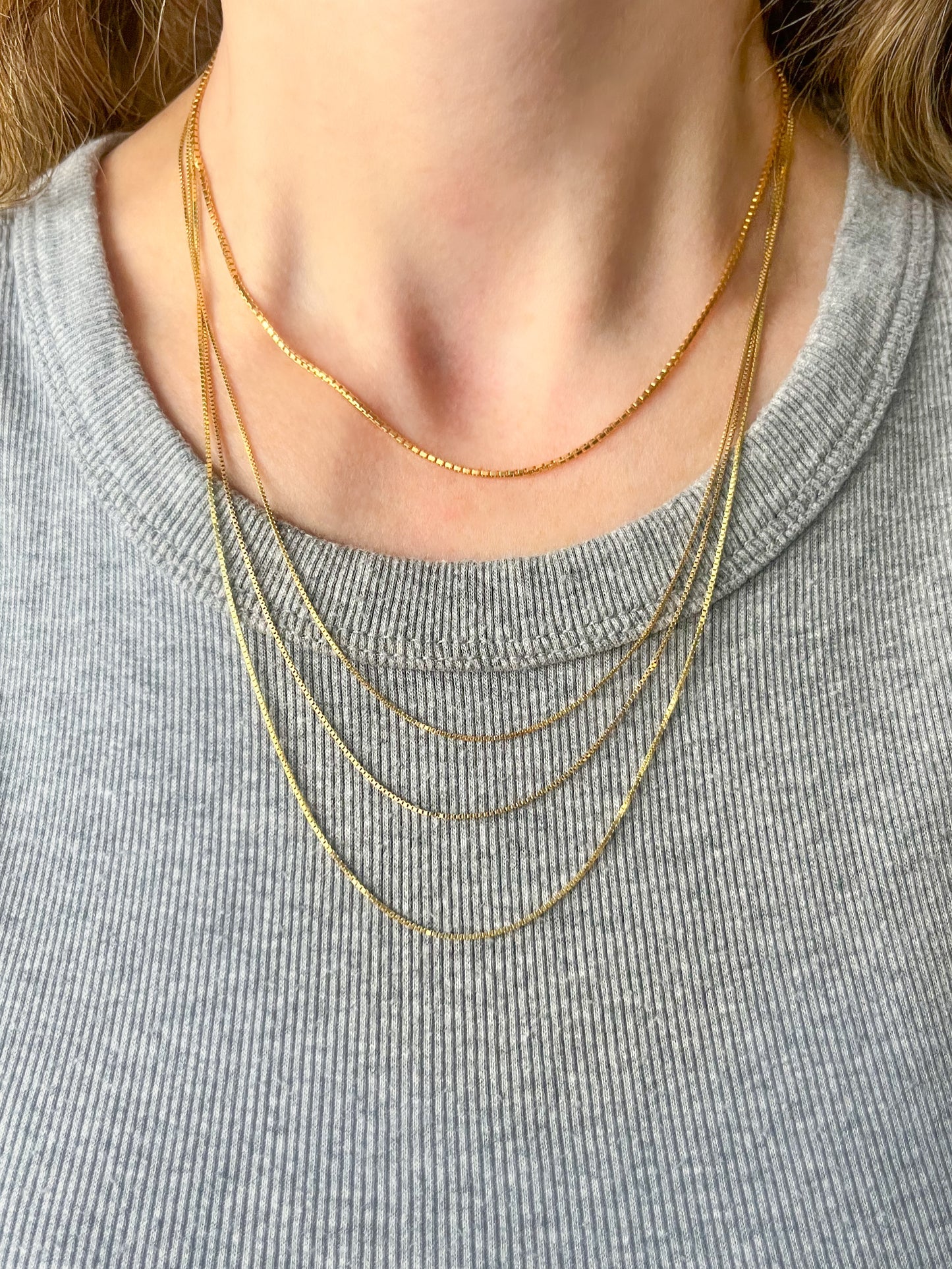Only 3 left!* Vintage Box Chains 14k Yellow Gold 15, 19, 20 Inch Necklaces