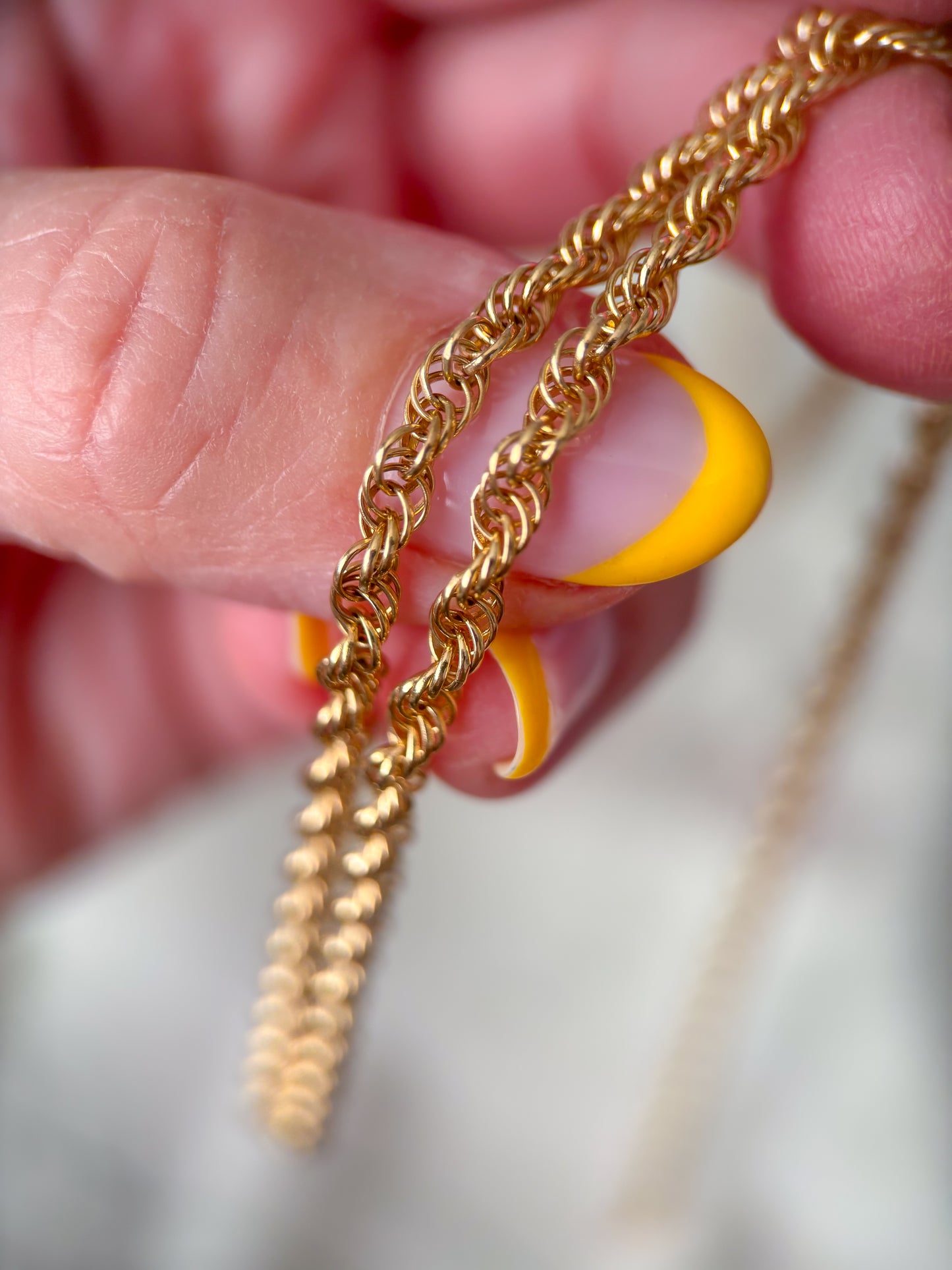 Vintage Open Rope Chain 14k Yellow Gold 25 Inch Chain Necklace