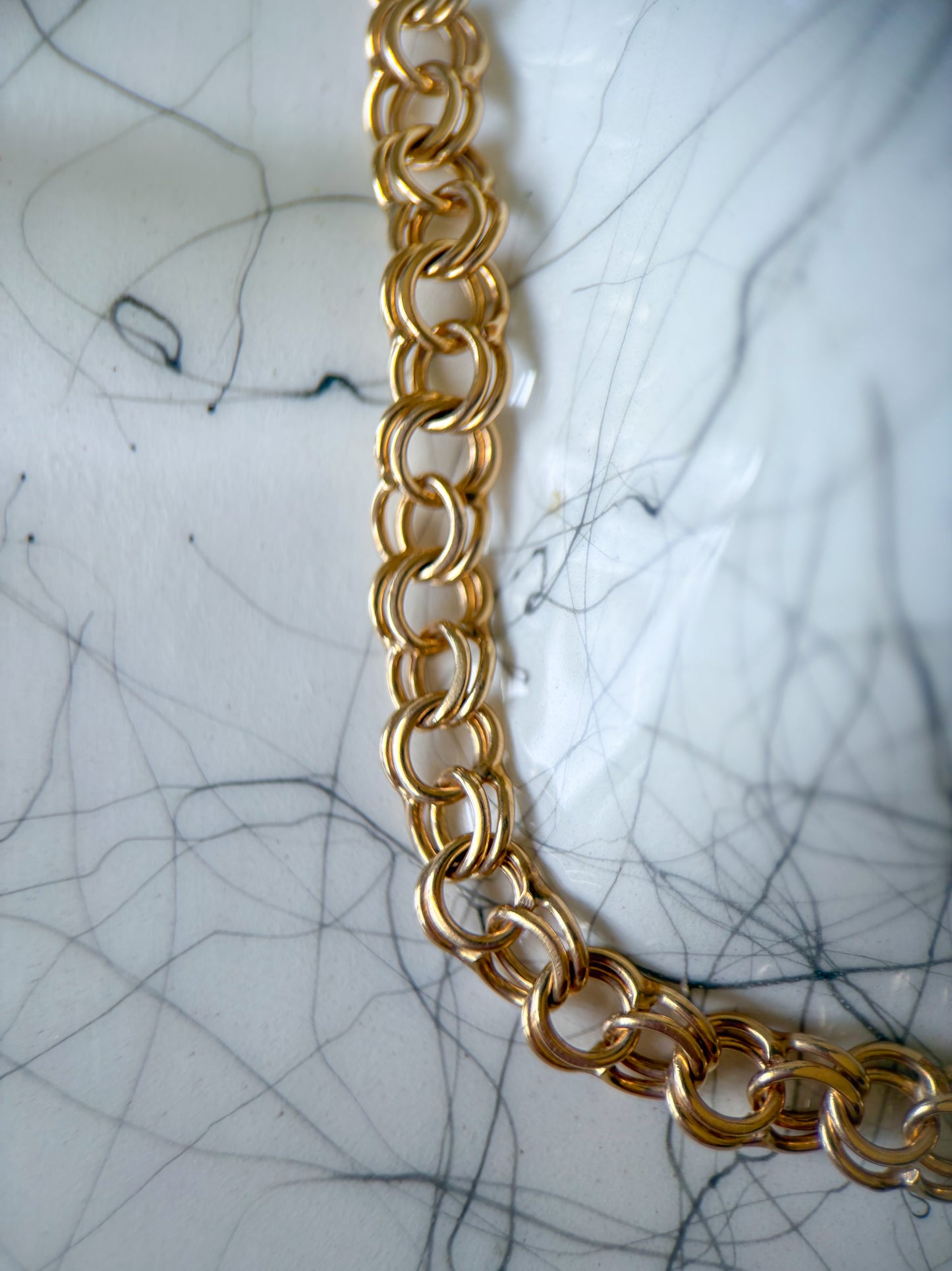 Vintage Round Multi Link 14k Yellow Gold 7.5 Inch Bracelet