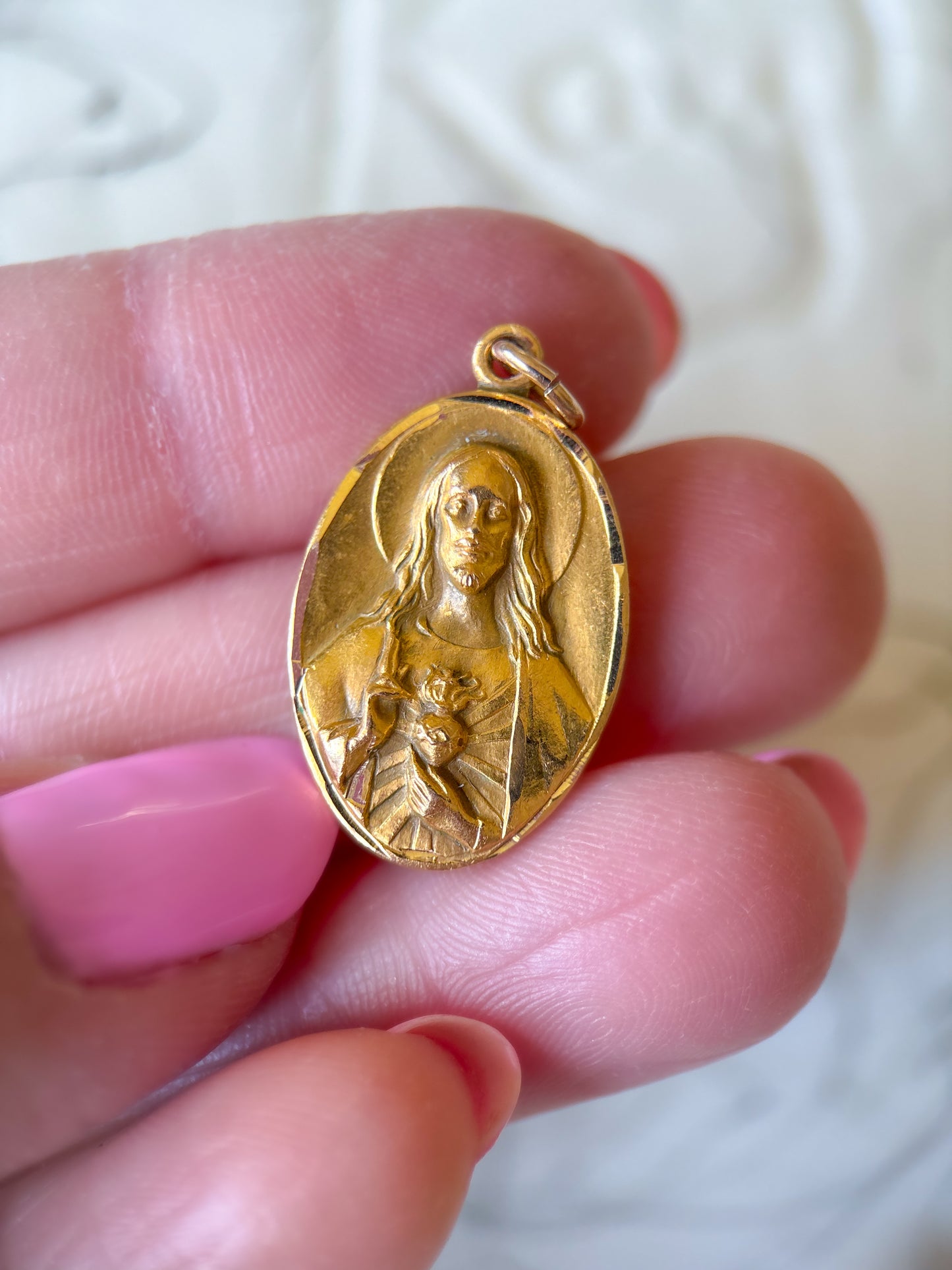 Vintage Sacred Heart of Jesus Christ 14k Yellow Gold Charms