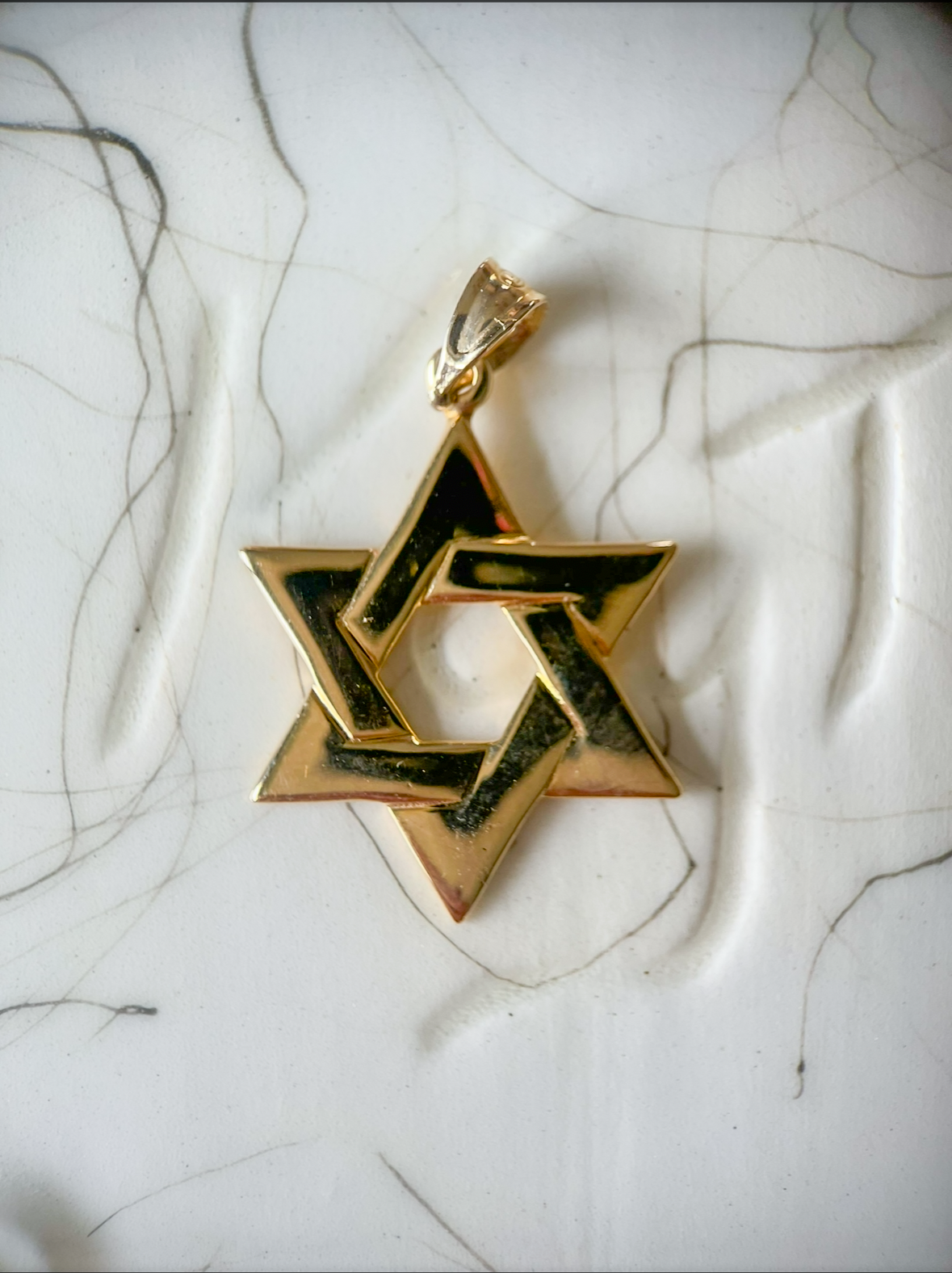 14k Yellow Gold Star of David Charm