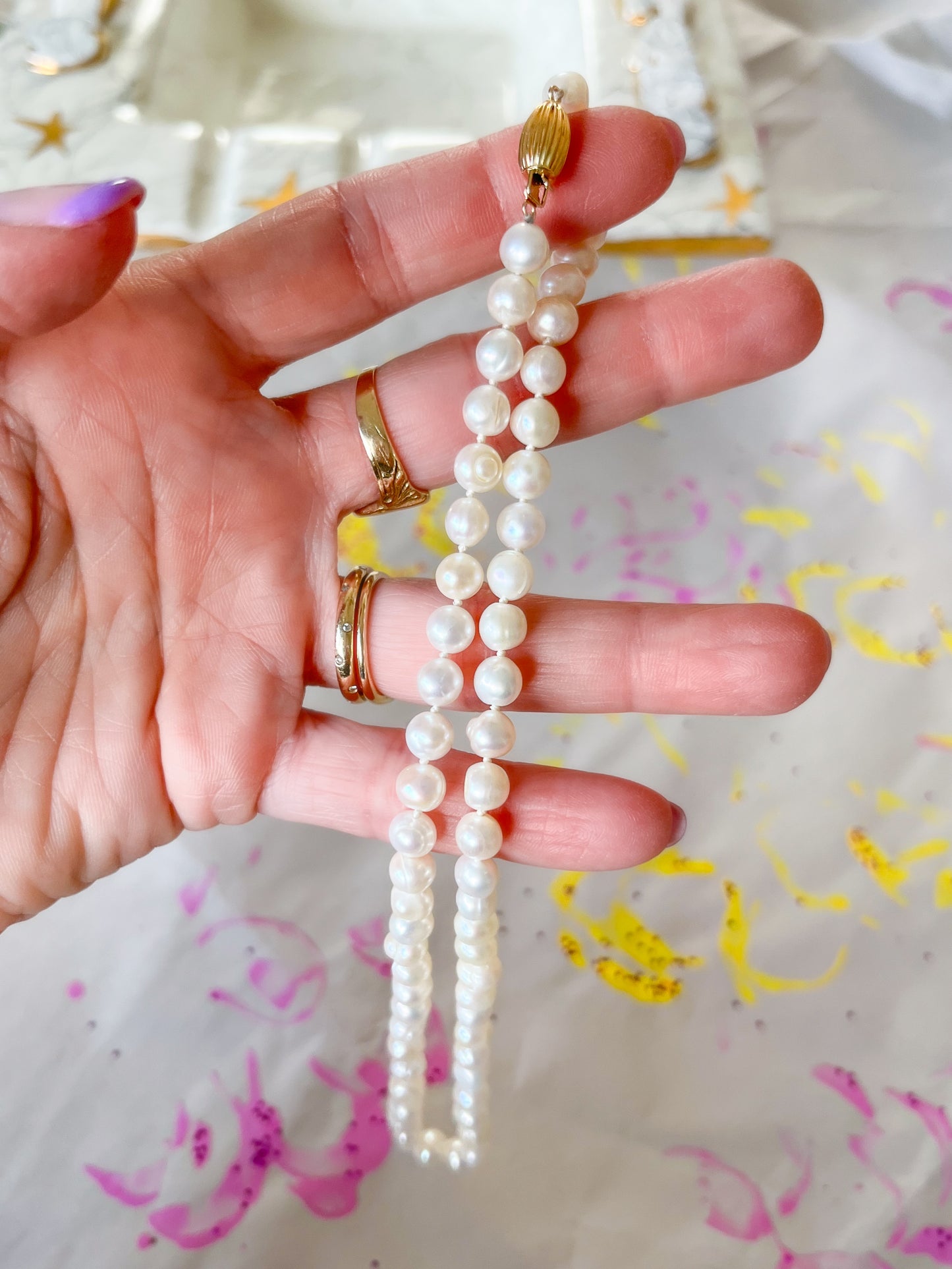 Vintage Pearl 14k Yellow Gold 16 Inch Necklace