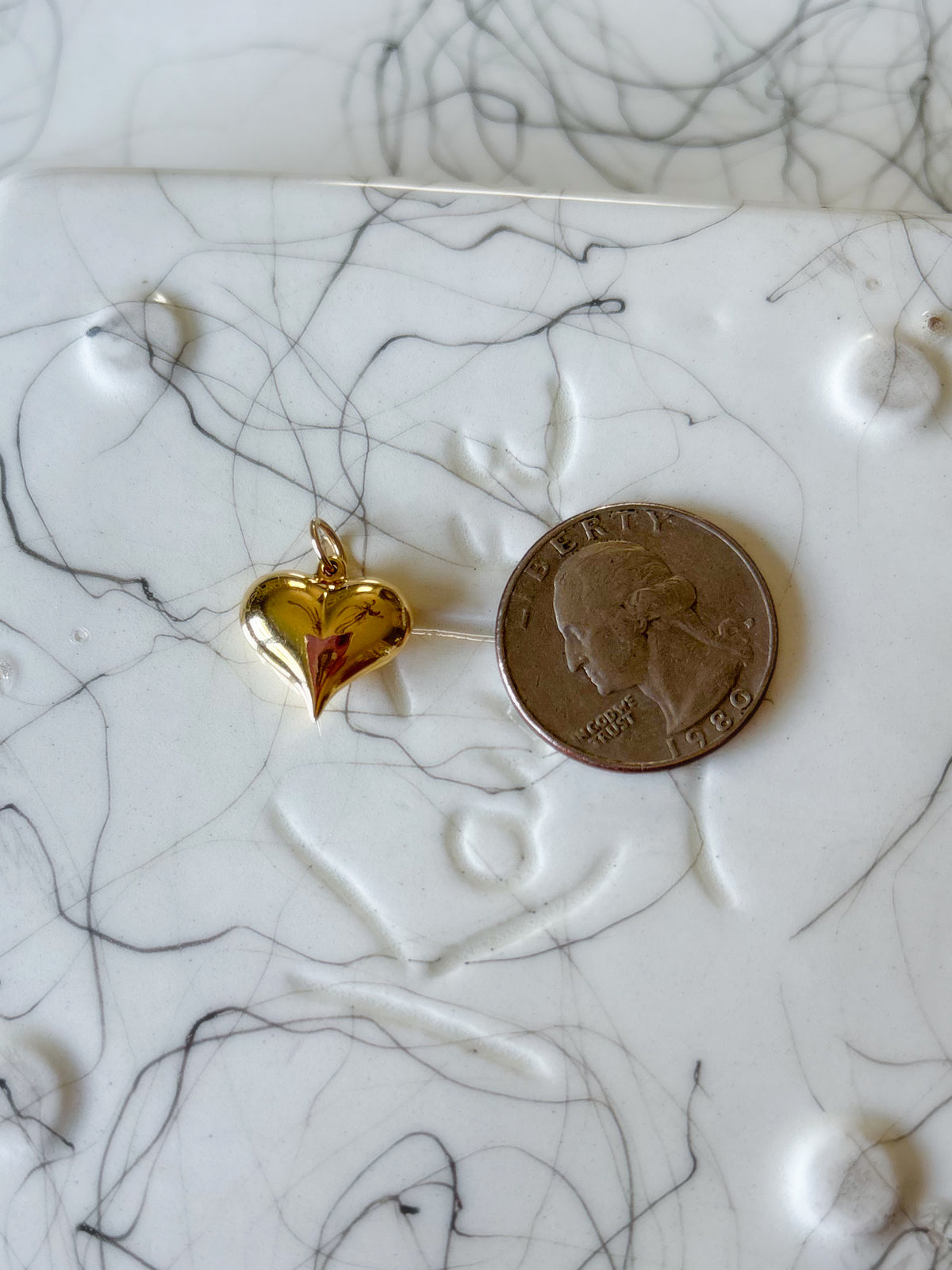 Vintage Puffy Heart 14k Yellow Gold Charm
