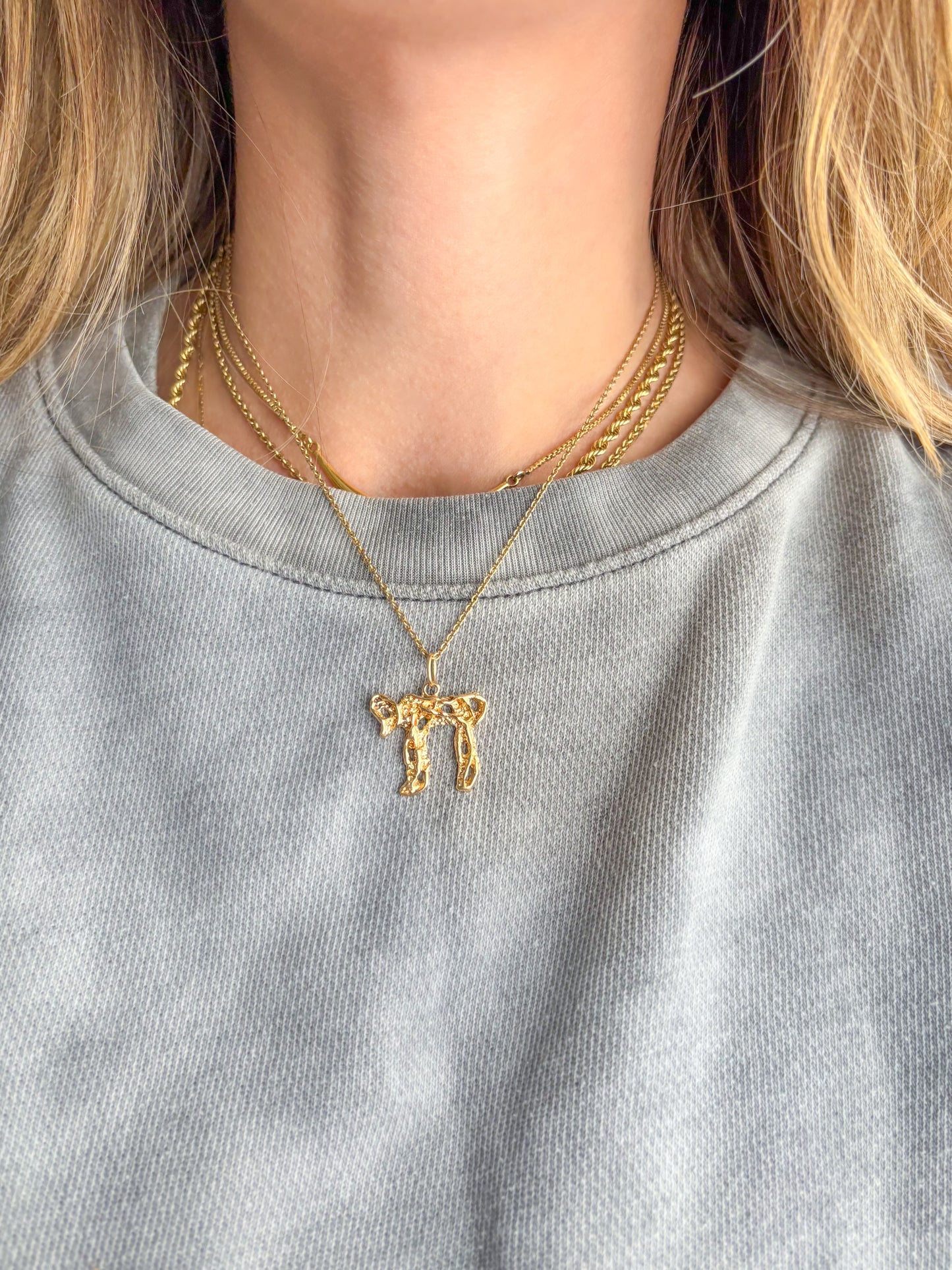 Vintage Chai 14k Yellow Gold Nugget Charm