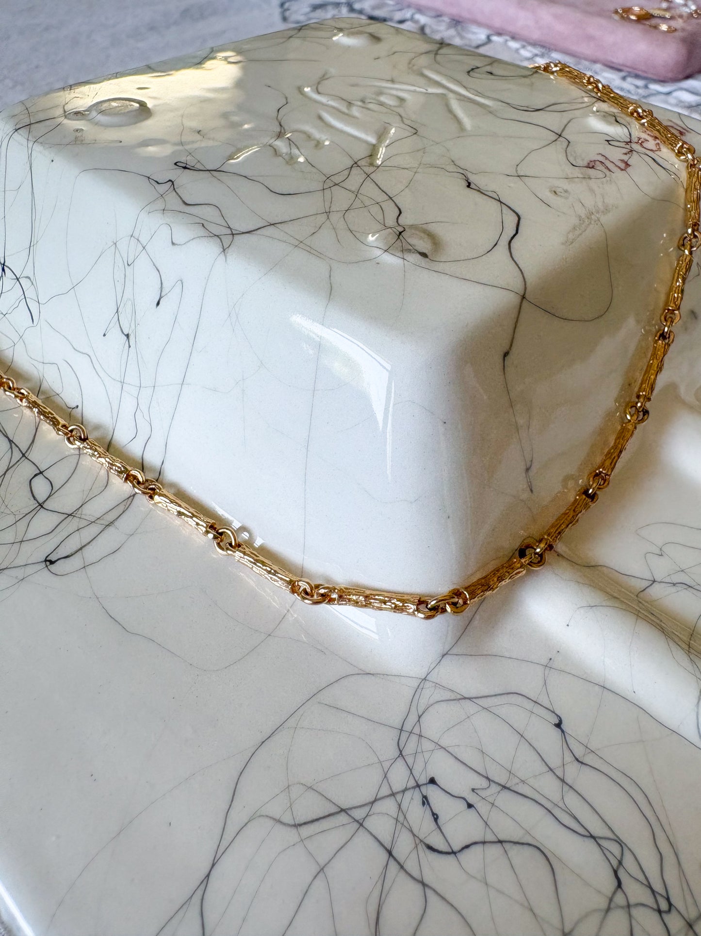 Vintage 14k Yellow Gold Bar Chain 20 Inch Necklace