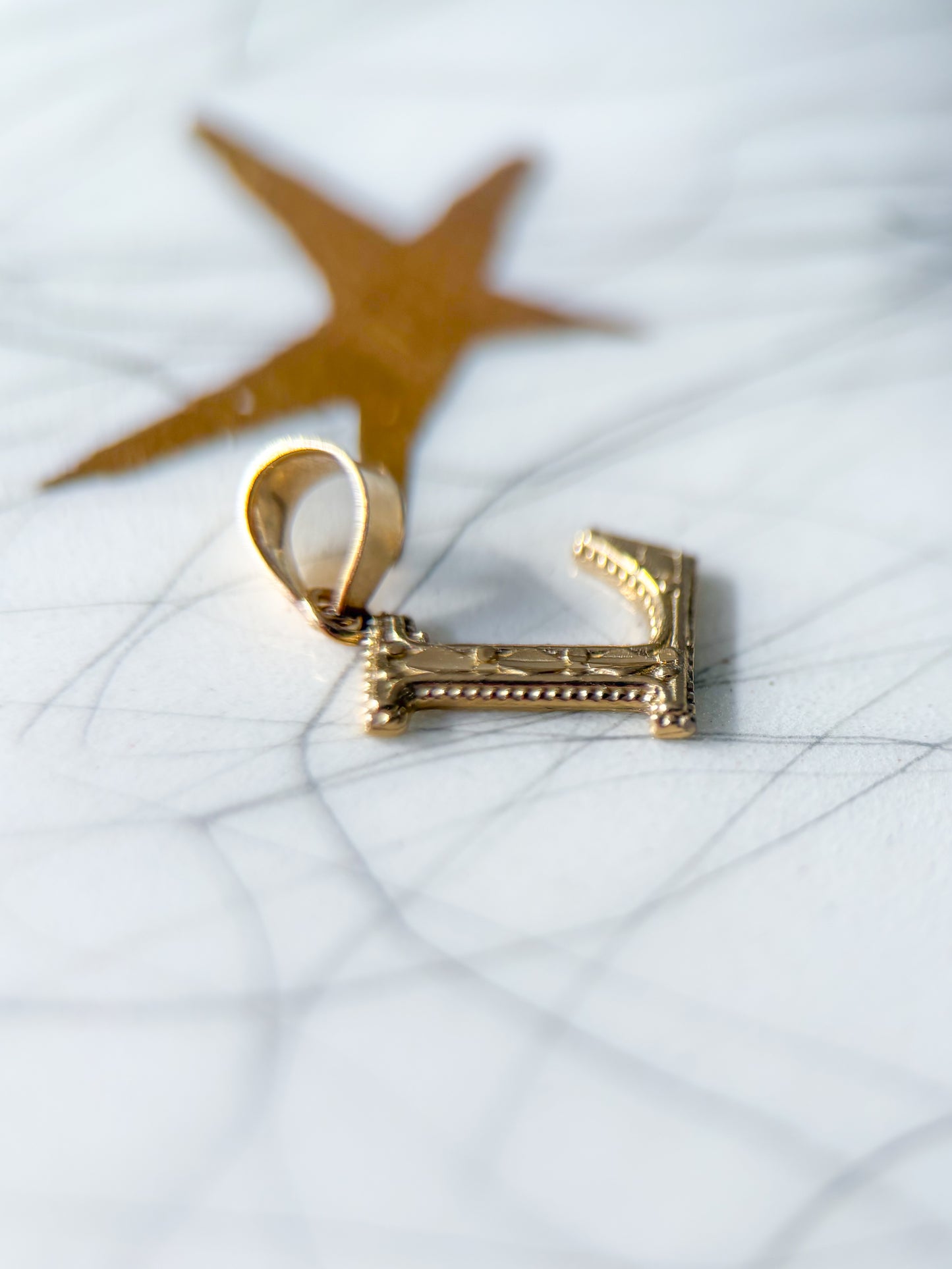 Vintage Letter "L" 14k Yellow Gold Charm