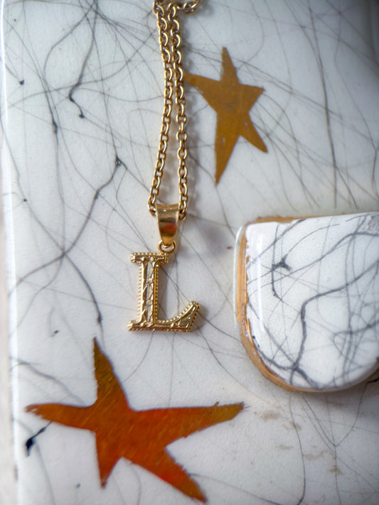 Vintage Letter "L" 14k Yellow Gold Charm