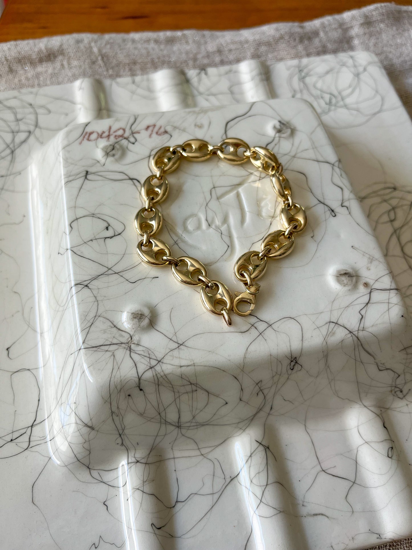 Puffed Mariner 10k Yellow Gold Chain 8 Inch Bracelets - 2 Widths Left