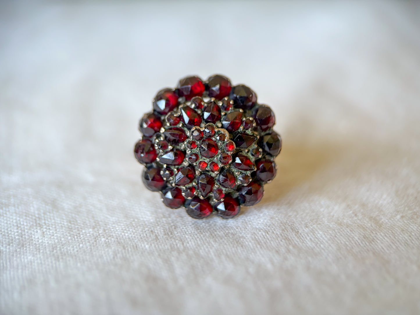 Vintage Natural Garnet 14k Yellow Gold Statement Ring