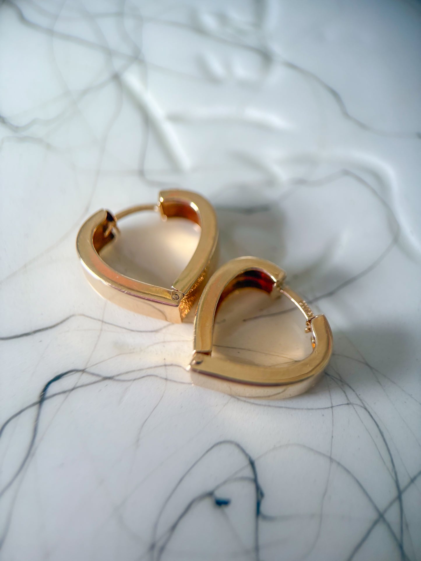Vintage Heart Huggies 14k Yellow Gold Hoops