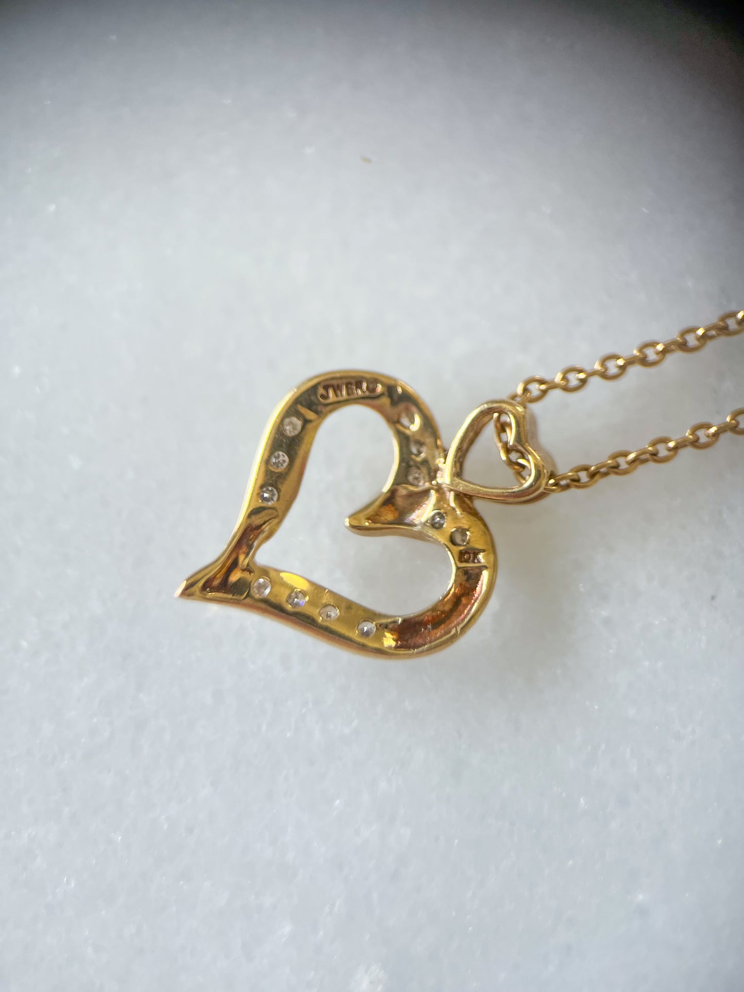 Vintage Natural Diamond Heart 10k Yellow Gold Charm