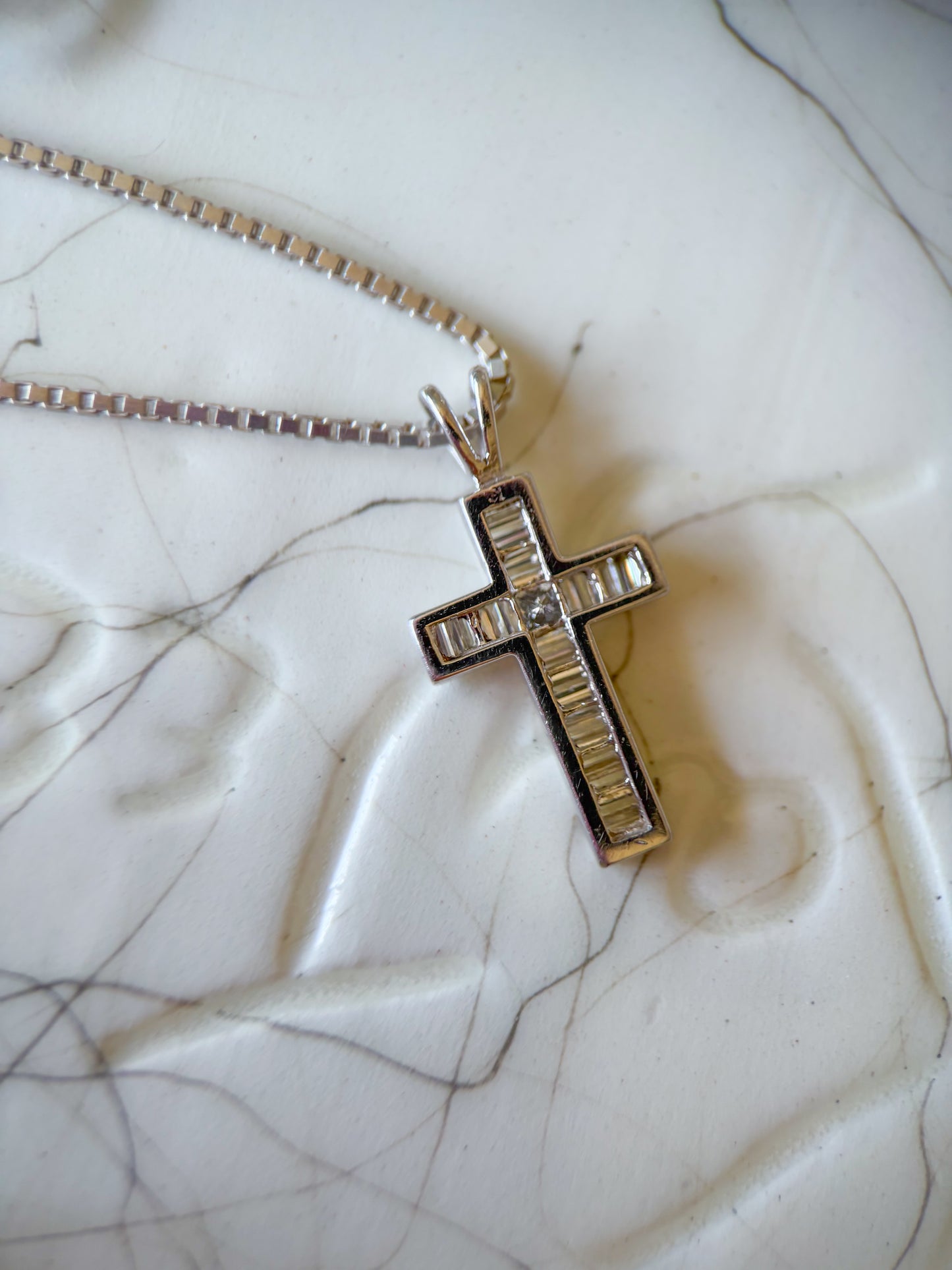 Vintage 14k White Gold Cross Charms