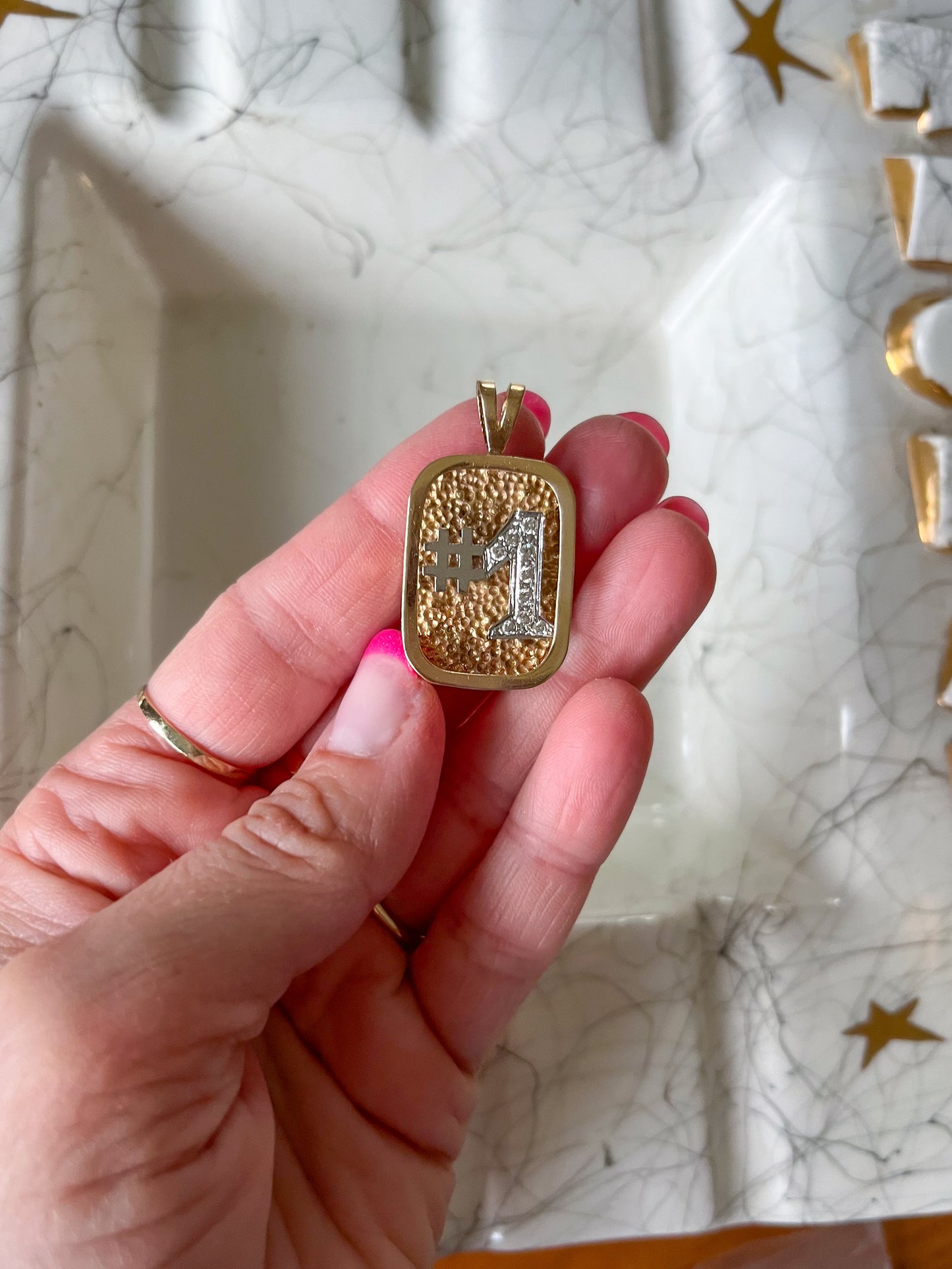 Vintage #1 Natural Diamond 14k Yellow Gold Charm