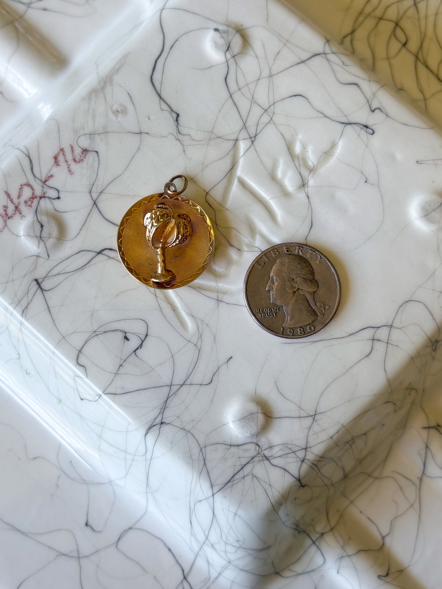 Vintage Palm Tree 14k Yellow Gold Charm