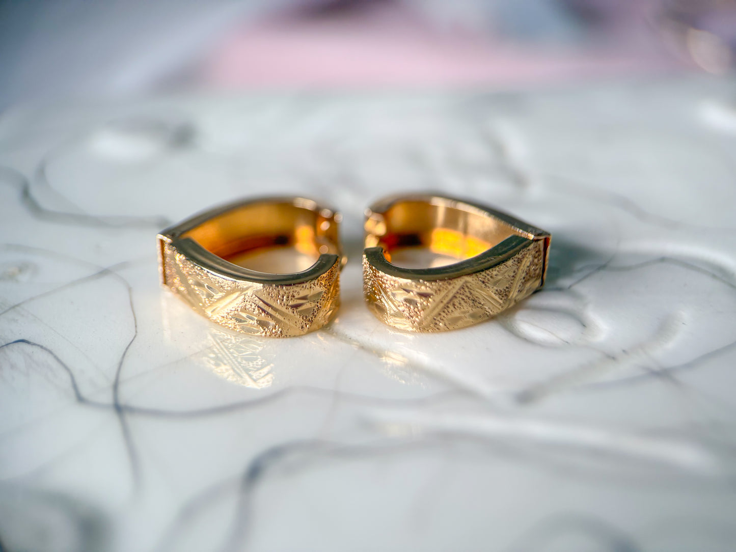 Vintage Heart Huggies 14k Yellow Gold Hoops