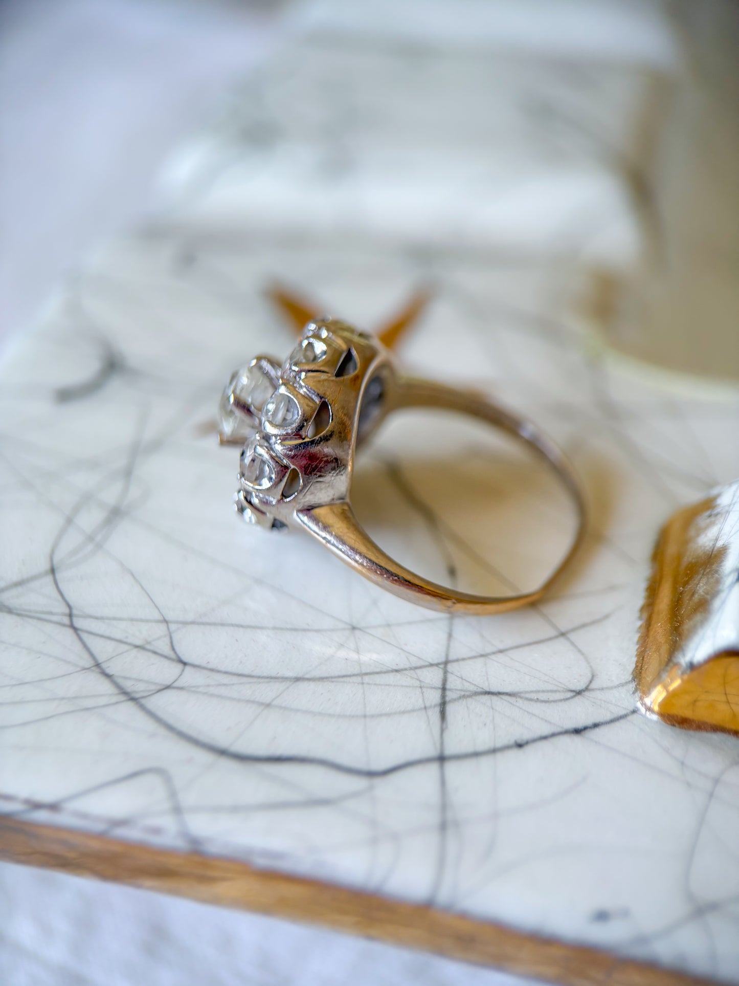 Antique Natural Old Miner Diamond 14k White Gold Ring