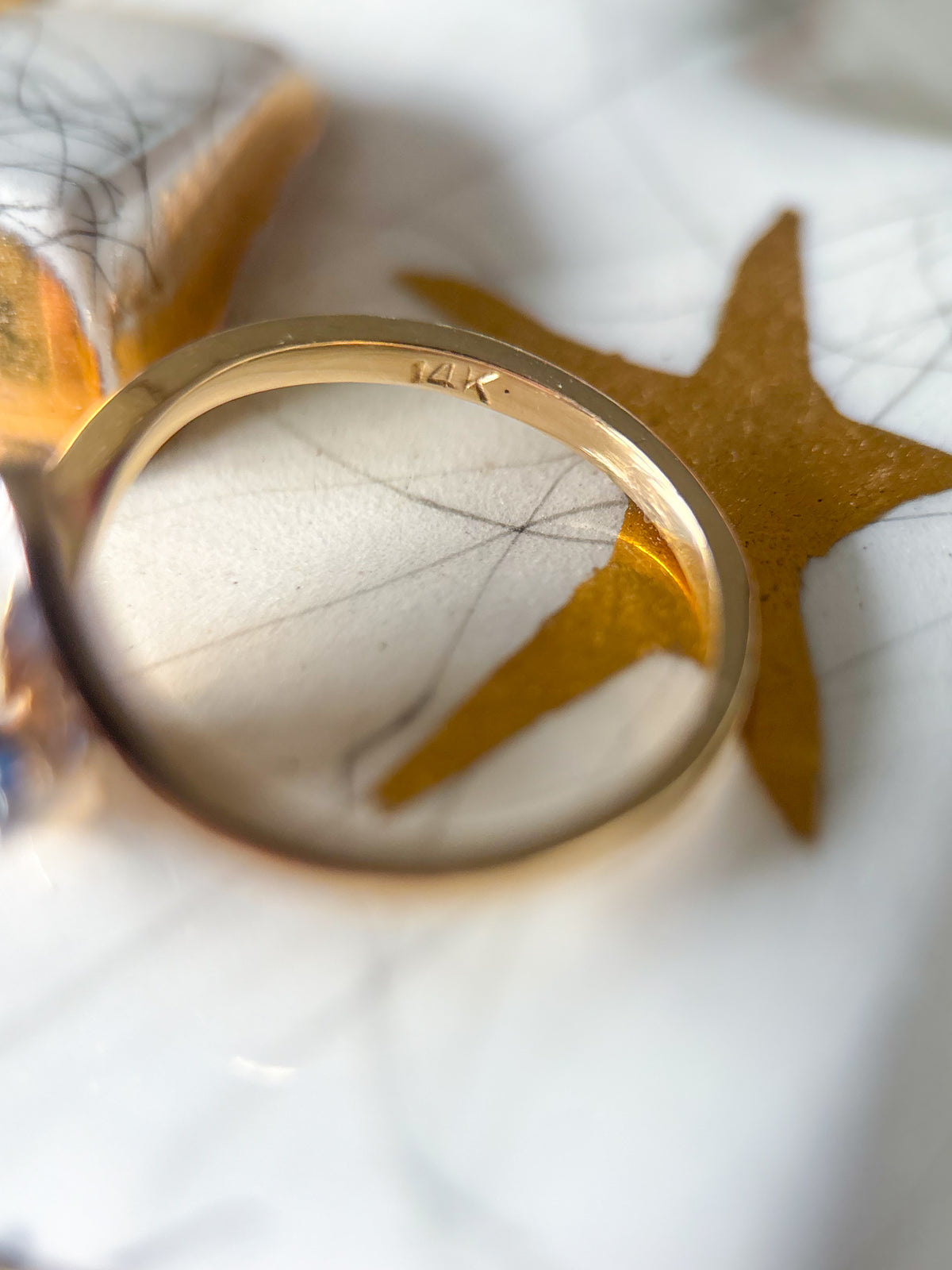 Vintage Natural Sapphire and Diamond Cluster 14k Yellow Gold Ring