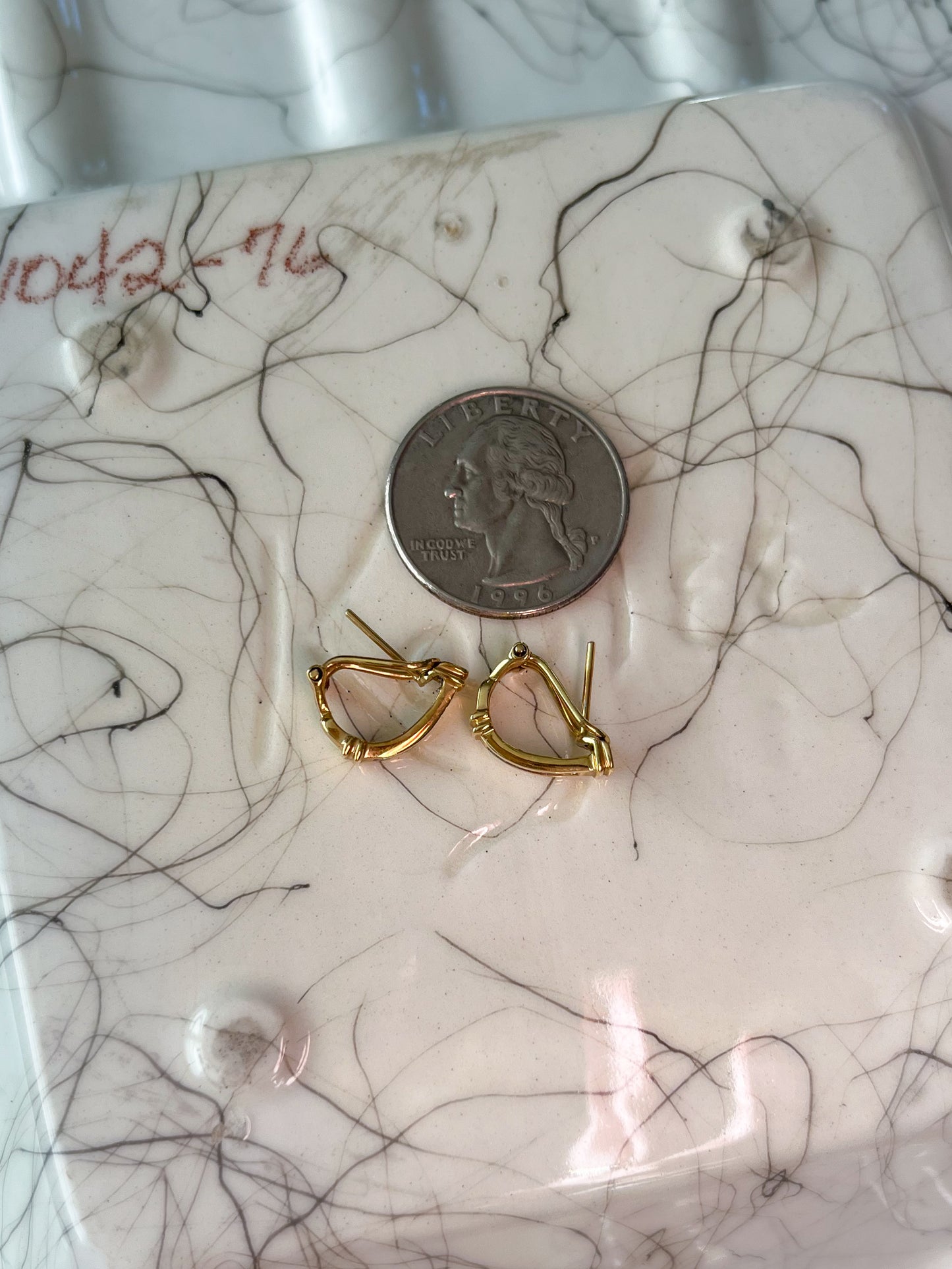 Natural Diamond 14k Yellow Gold Half Hoop Earrings