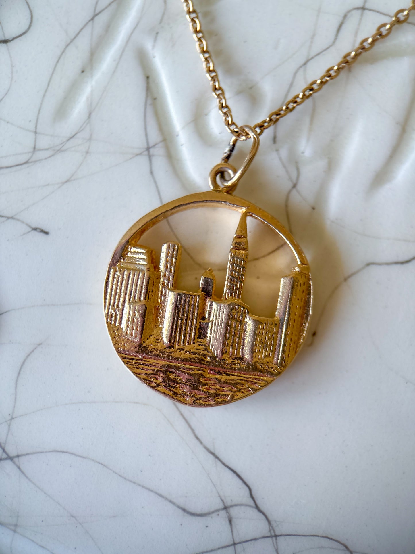 Vintage NYC Skyline 14k Yellow Gold Charm, circa 1960's
