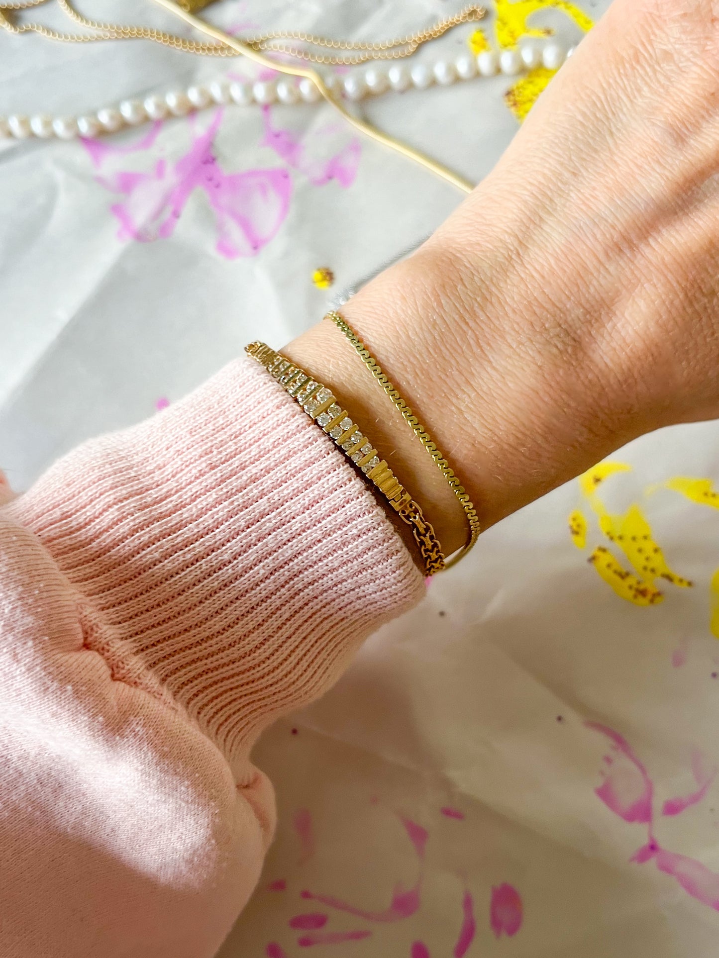 Vintage Serpentine Chain 14k Yellow Gold 7.5 Inch Bracelet