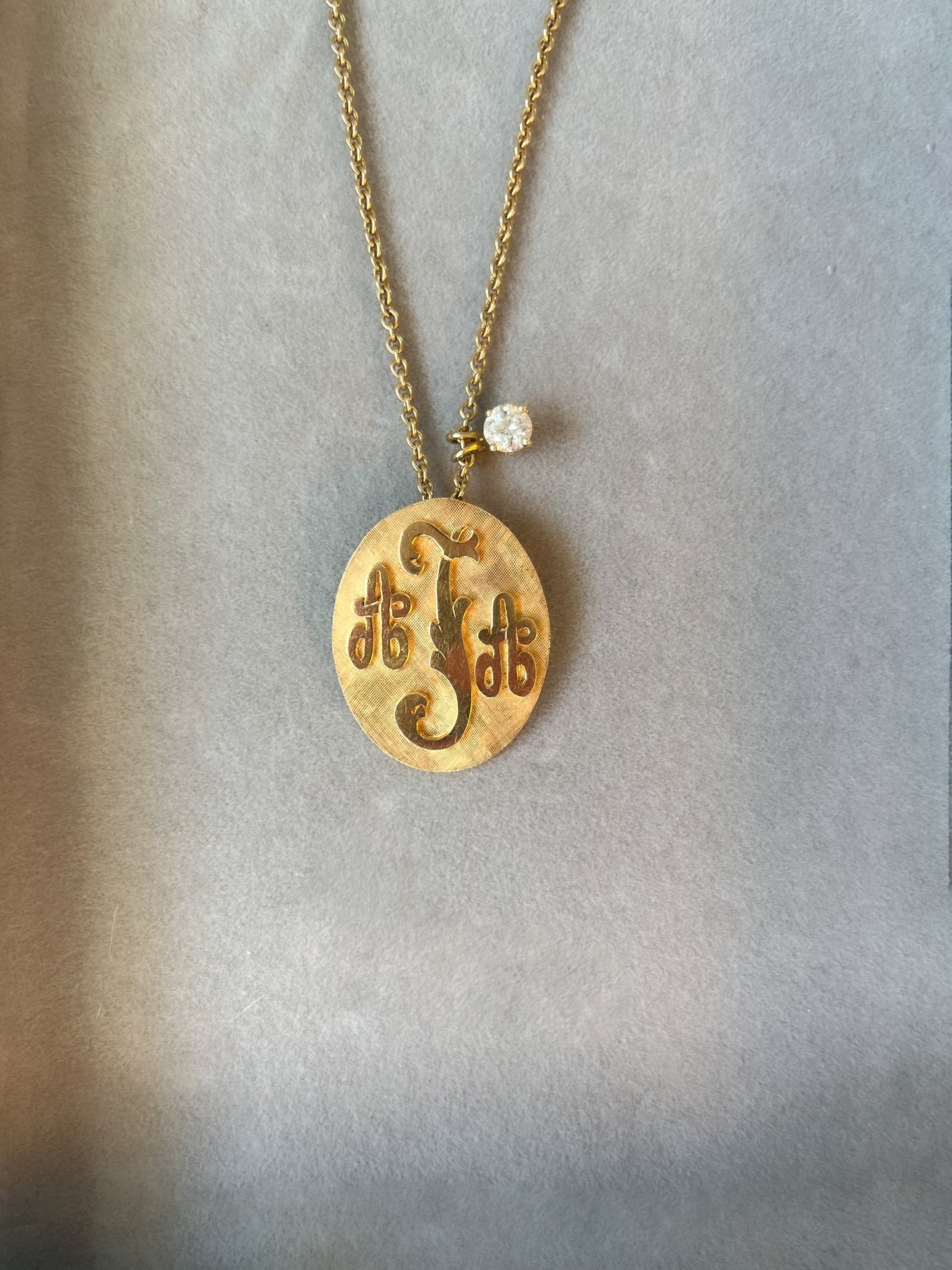 Vintage "AAT" Initial 14k Yellow Gold Pin and Pendant, circa 1980