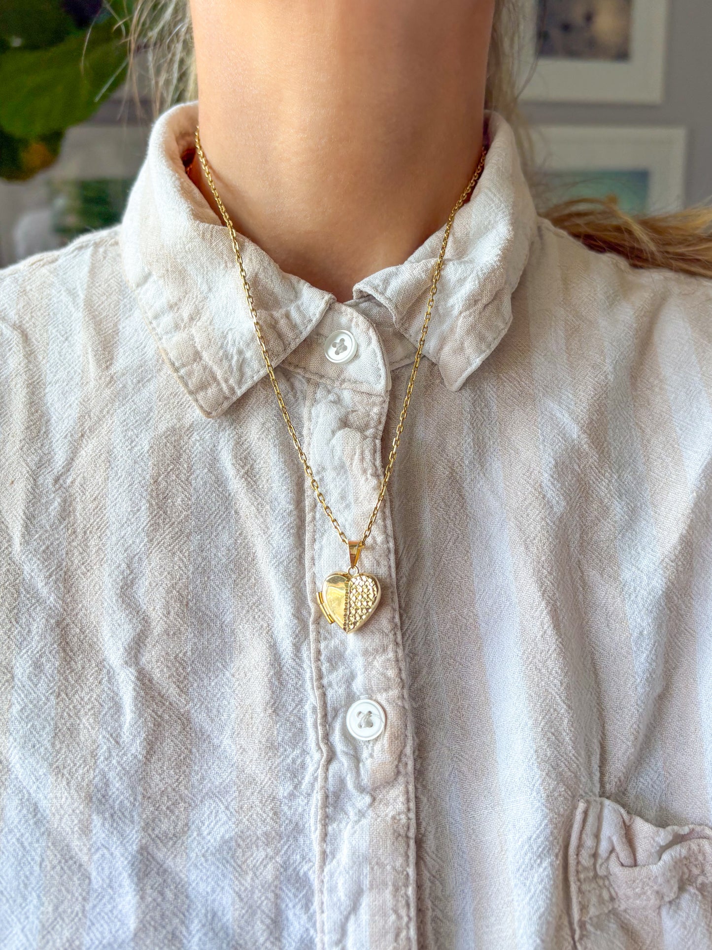 Vintage Heart Locket 10k Yellow Gold Charm