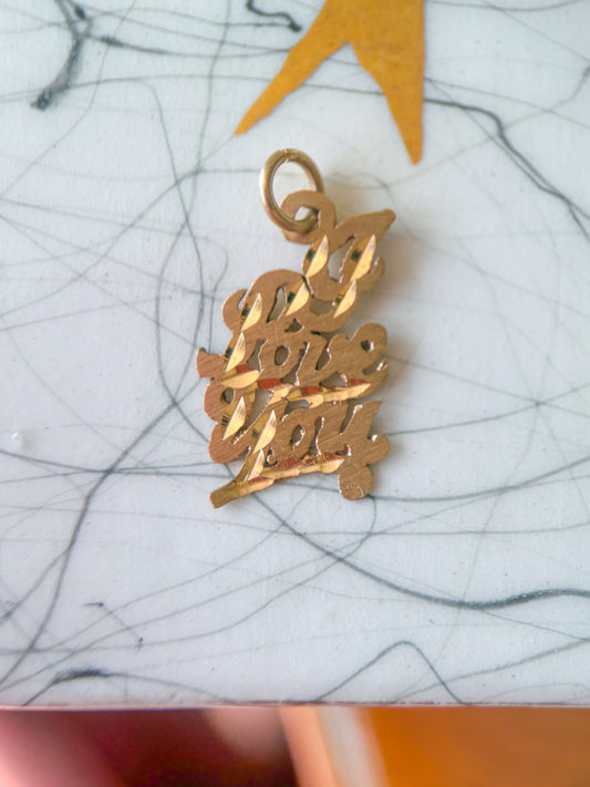 Vintage Script “I Love You” 14k Yellow Gold Charm