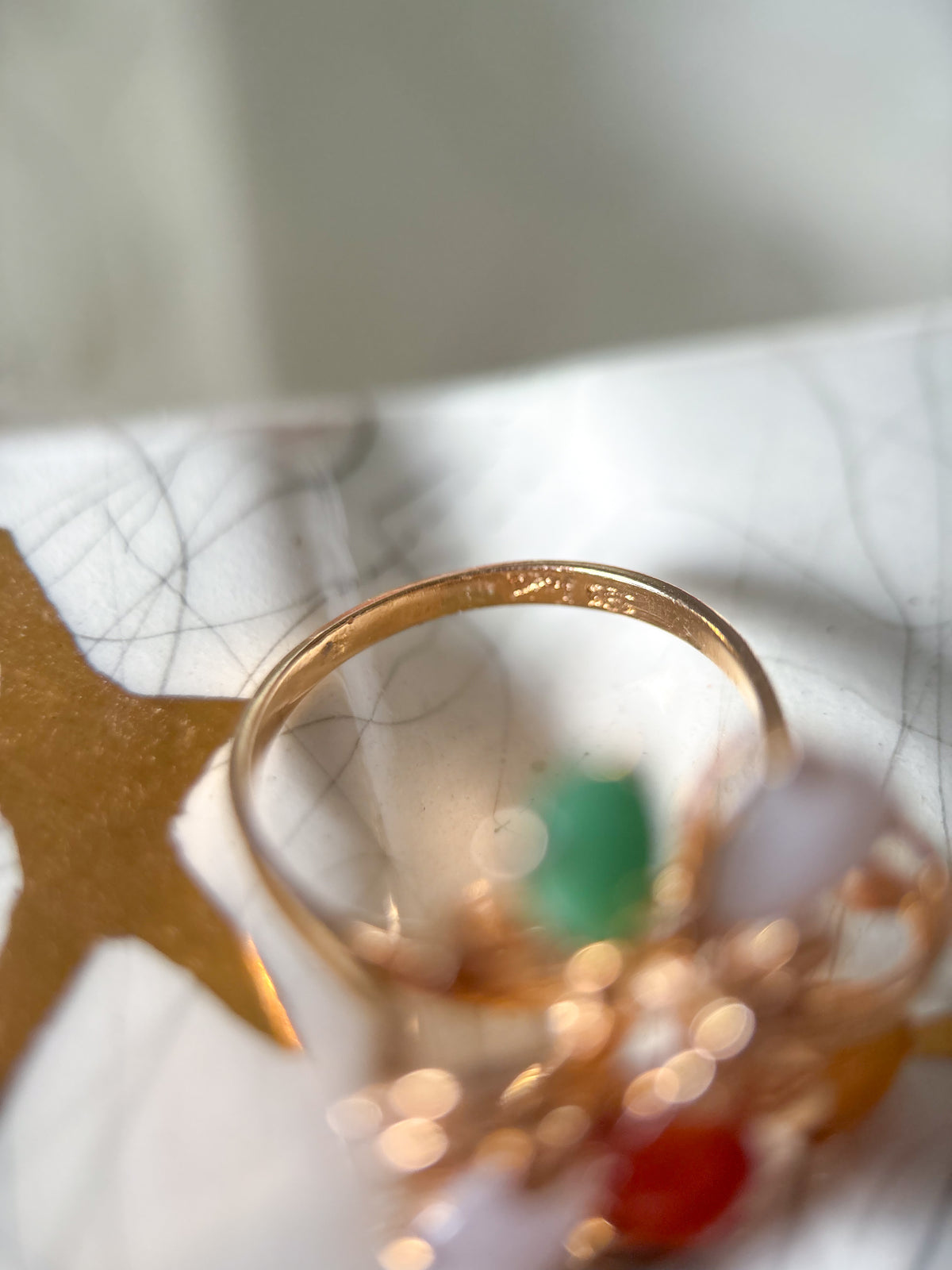 Vintage Jade 14k Yellow Gold Statement Ring