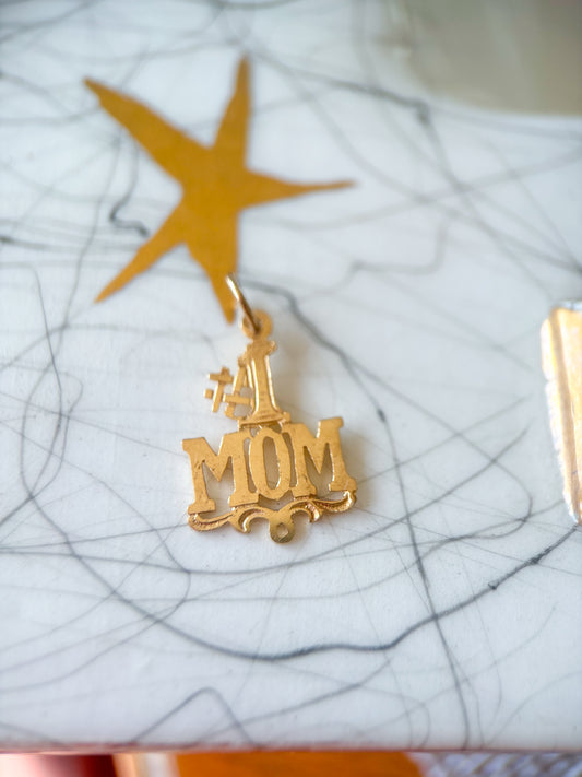 Vintage "#1 Mom" 10k Yellow Gold Charm
