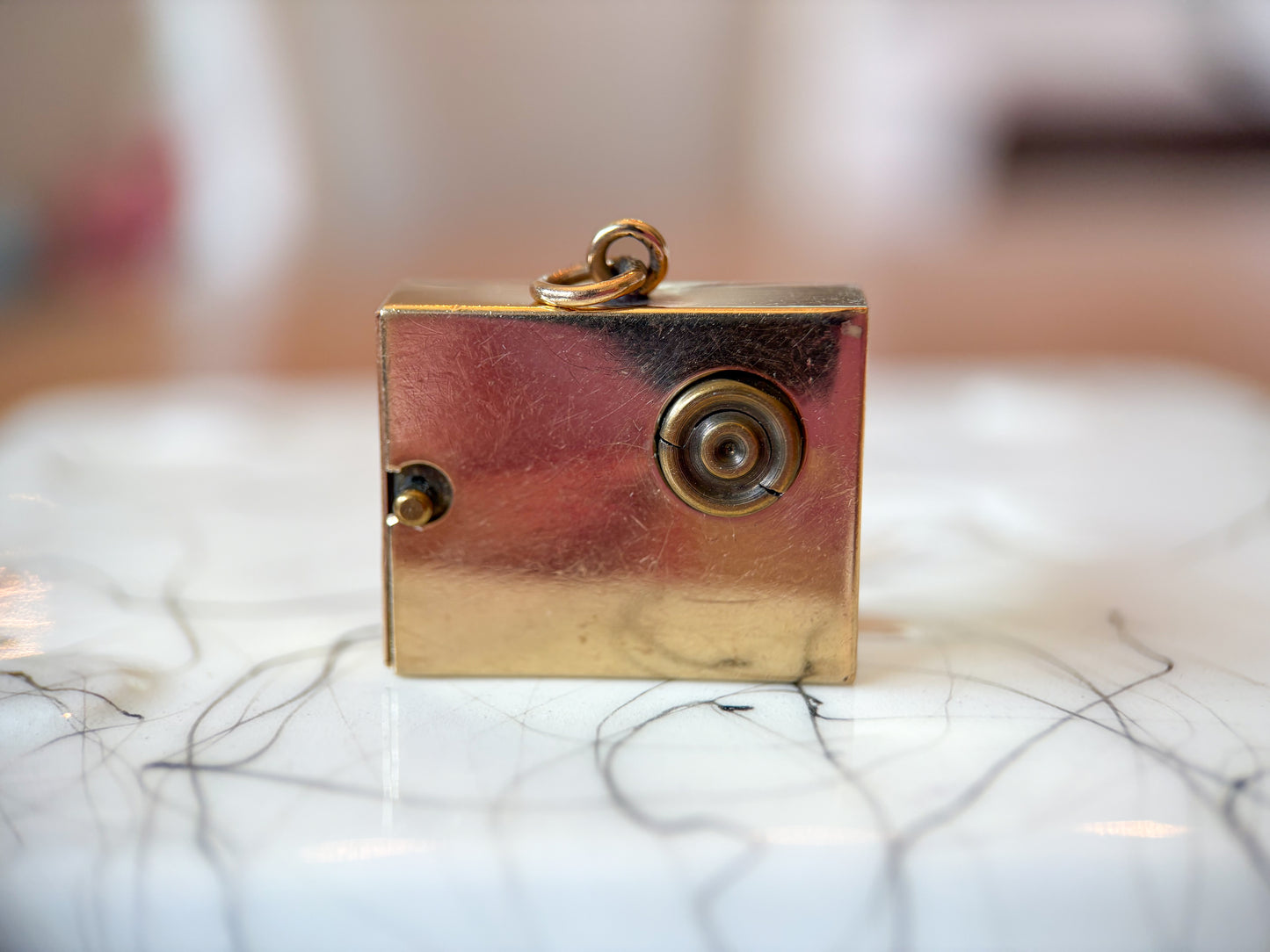 Vintage Music Box 14k Yellow Gold and Pearls Ruby and Sapphire, circa 1950s
