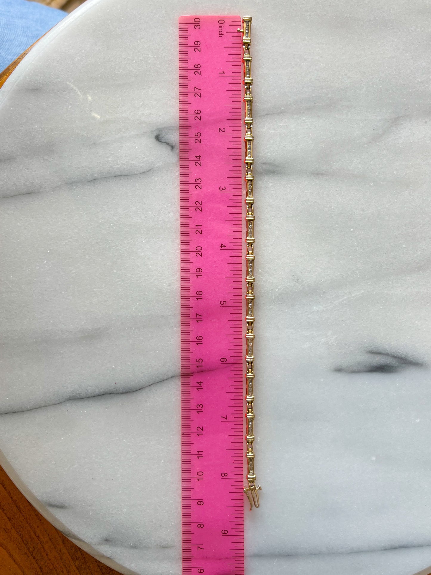 Vintage Natural Diamond 14k Yellow Gold 8 Inch Bracelet