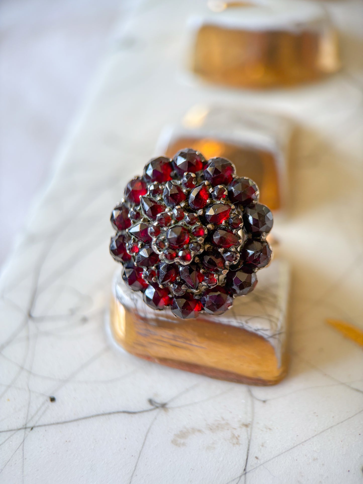 Vintage Natural Garnet 14k Yellow Gold Statement Ring