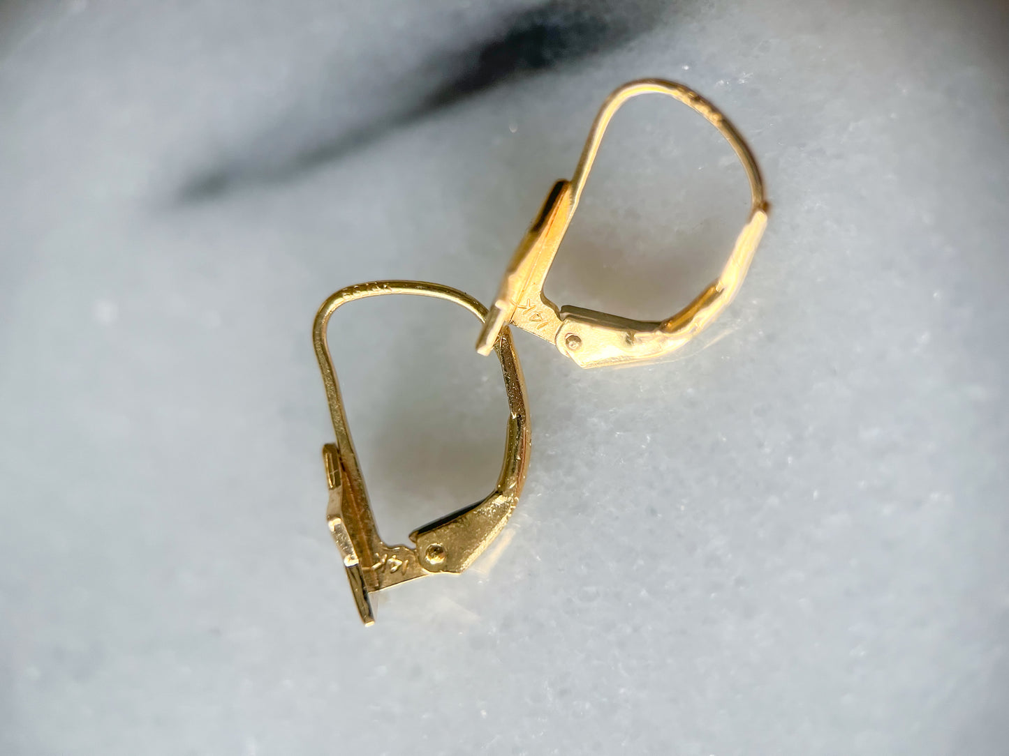 Vintage Star 14k White and Yellow Gold Drop Earrings